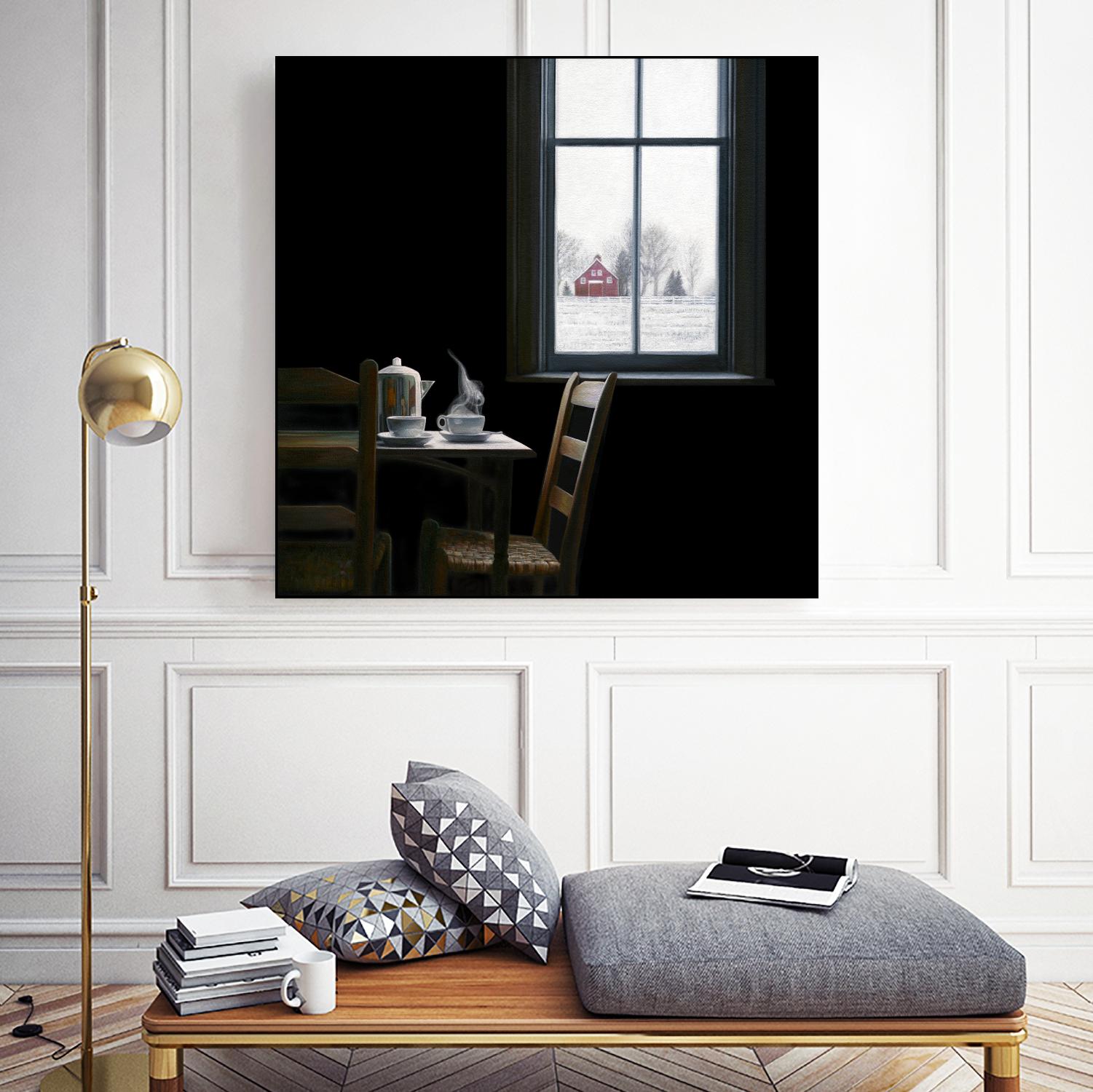 Pause by Karen Hollingsworth on GIANT ART - multi floral/still life, landscapes, chairs, coffee, farms, interiors, snow, winter, country/rural