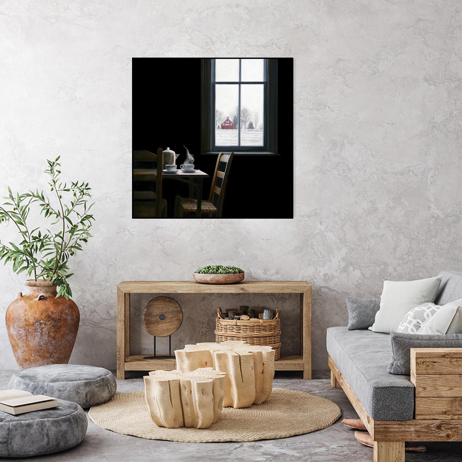 Pause by Karen Hollingsworth on GIANT ART - multi floral/still life, landscapes, chairs, coffee, farms, interiors, snow, winter, country/rural