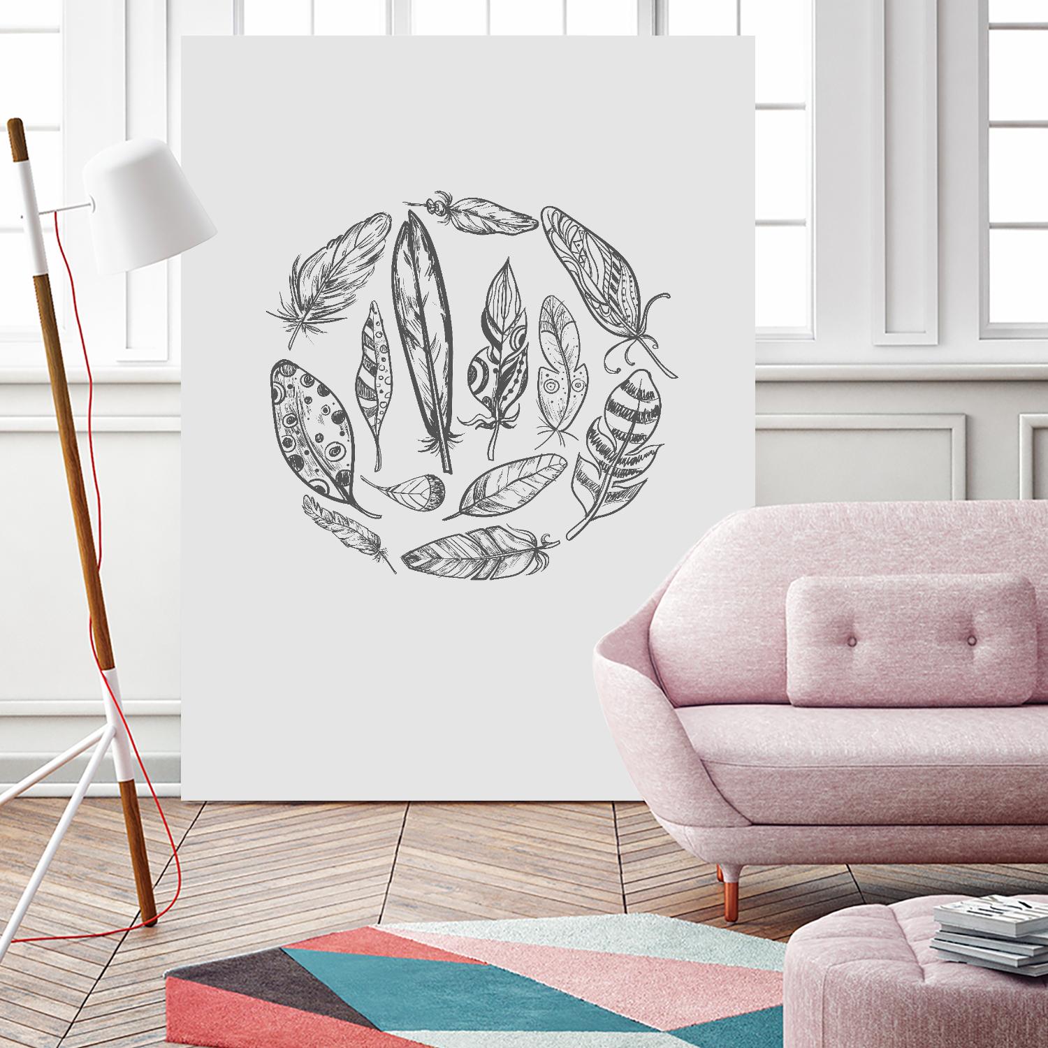 Feather Circle by Incado on GIANT ART - multicolor floral/still life