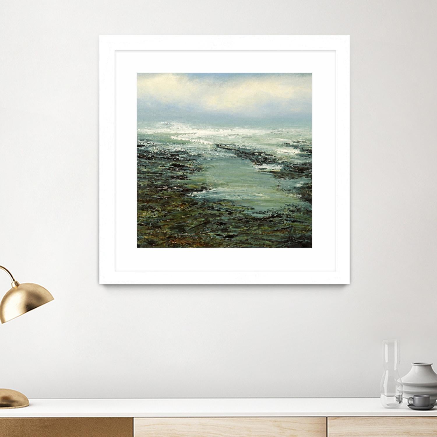 Shallow Reef by Michael Mote on GIANT ART - green coastal, landscapes, beaches, ocean