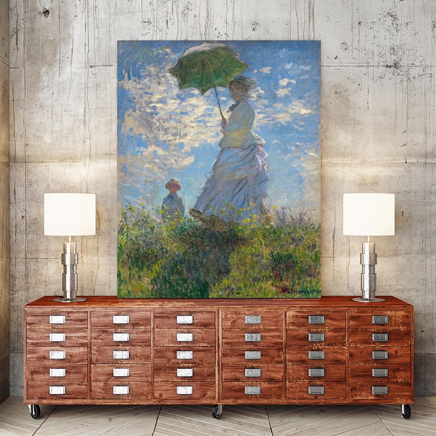 Woman with a Parasol - Madame Monet and Her Son, 1875 by Claude Monet on GIANT ART - museum museum