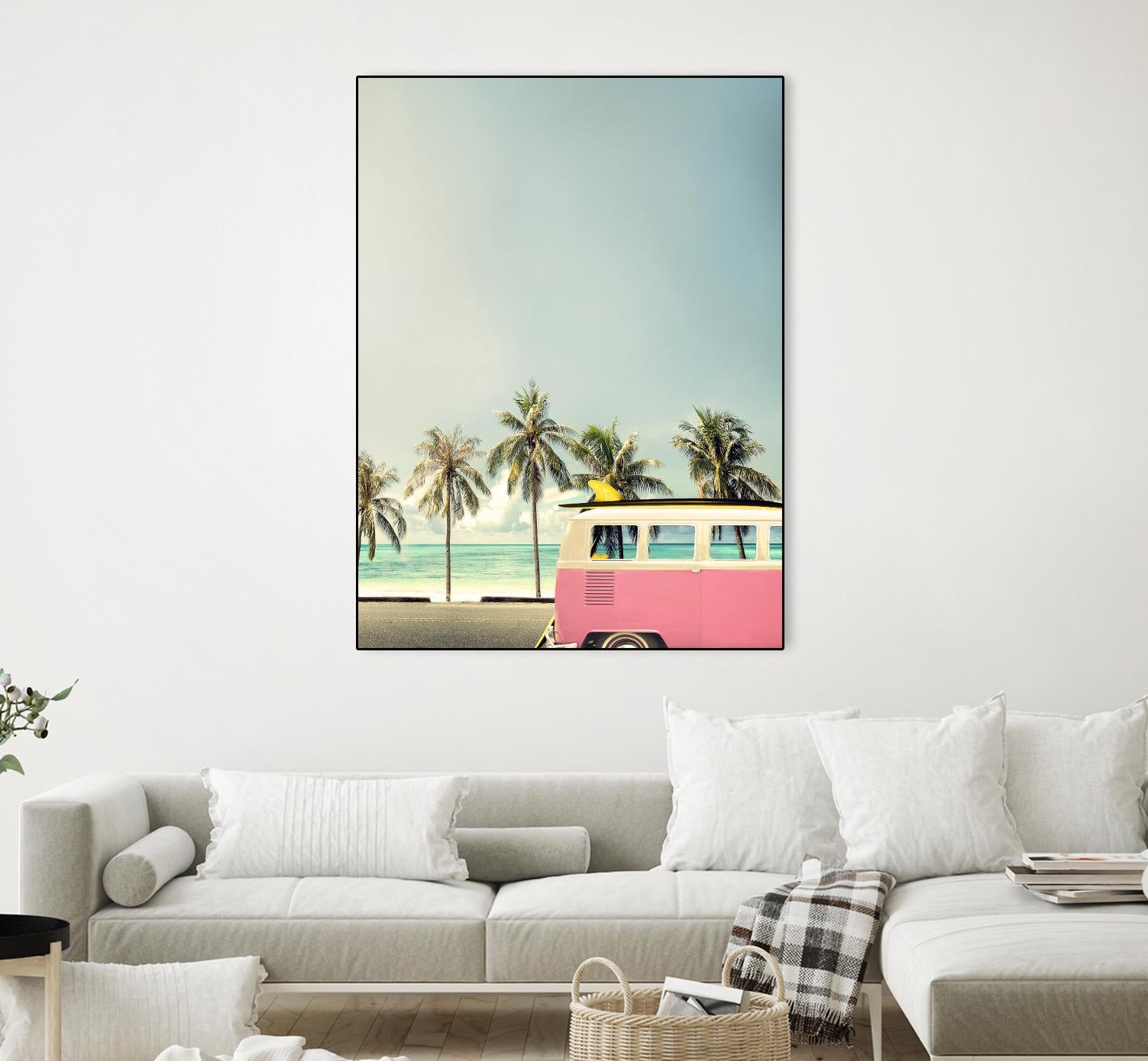 Surf Bus Pink by Design Fabrikken on GIANT ART - multi coastal, landscapes, photography, beaches, cars, ocean, palm trees, surfing, tropical, transportation