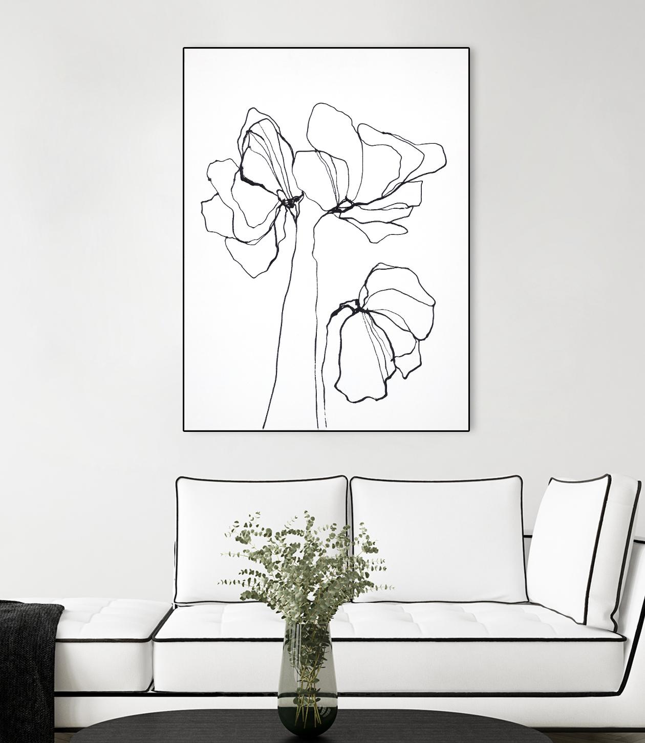 Fine Line 6 by Design Fabrikken on GIANT ART - black,white contemporary, floral/still life, flowers