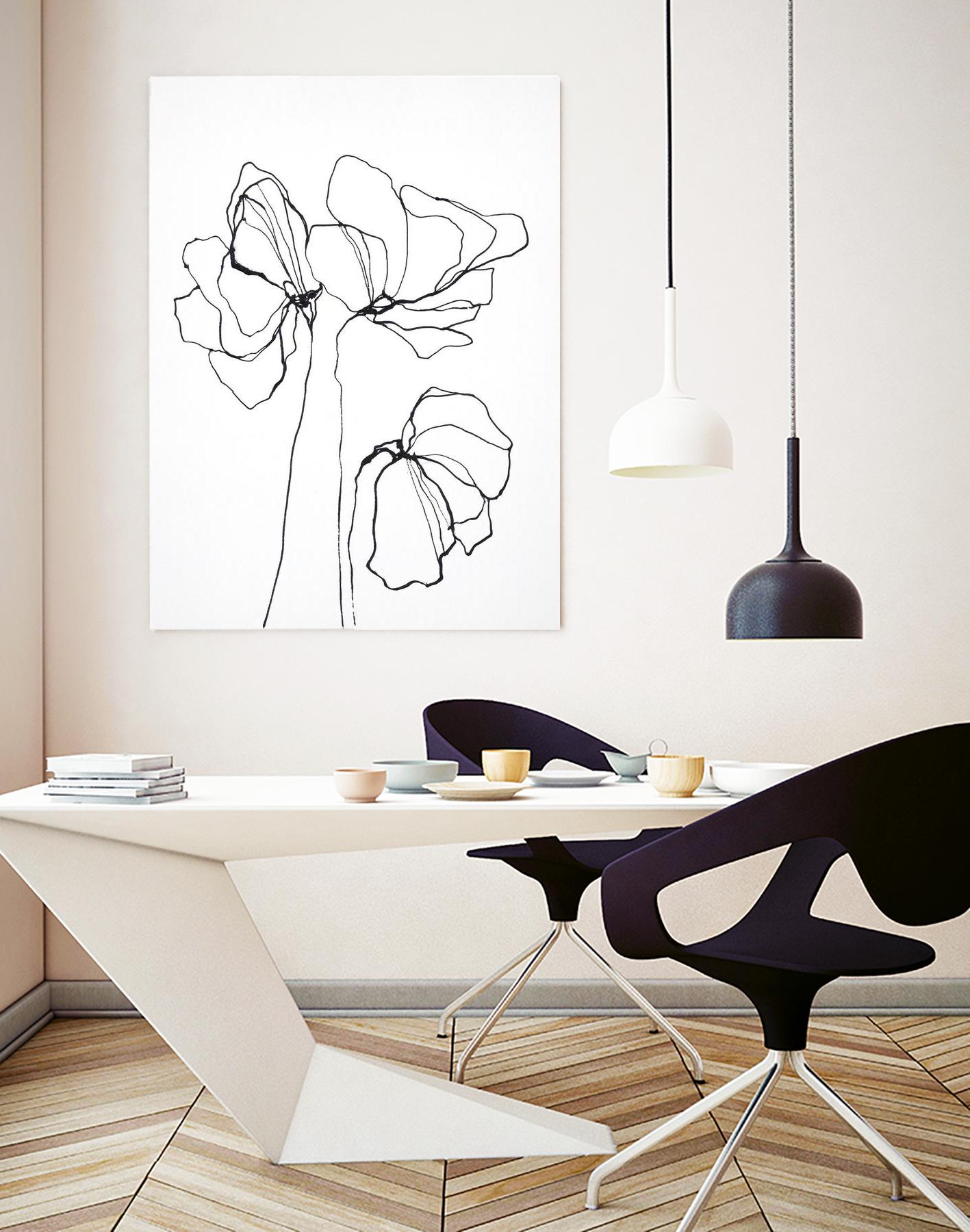 Fine Line 6 by Design Fabrikken on GIANT ART - black,white contemporary, floral/still life, flowers