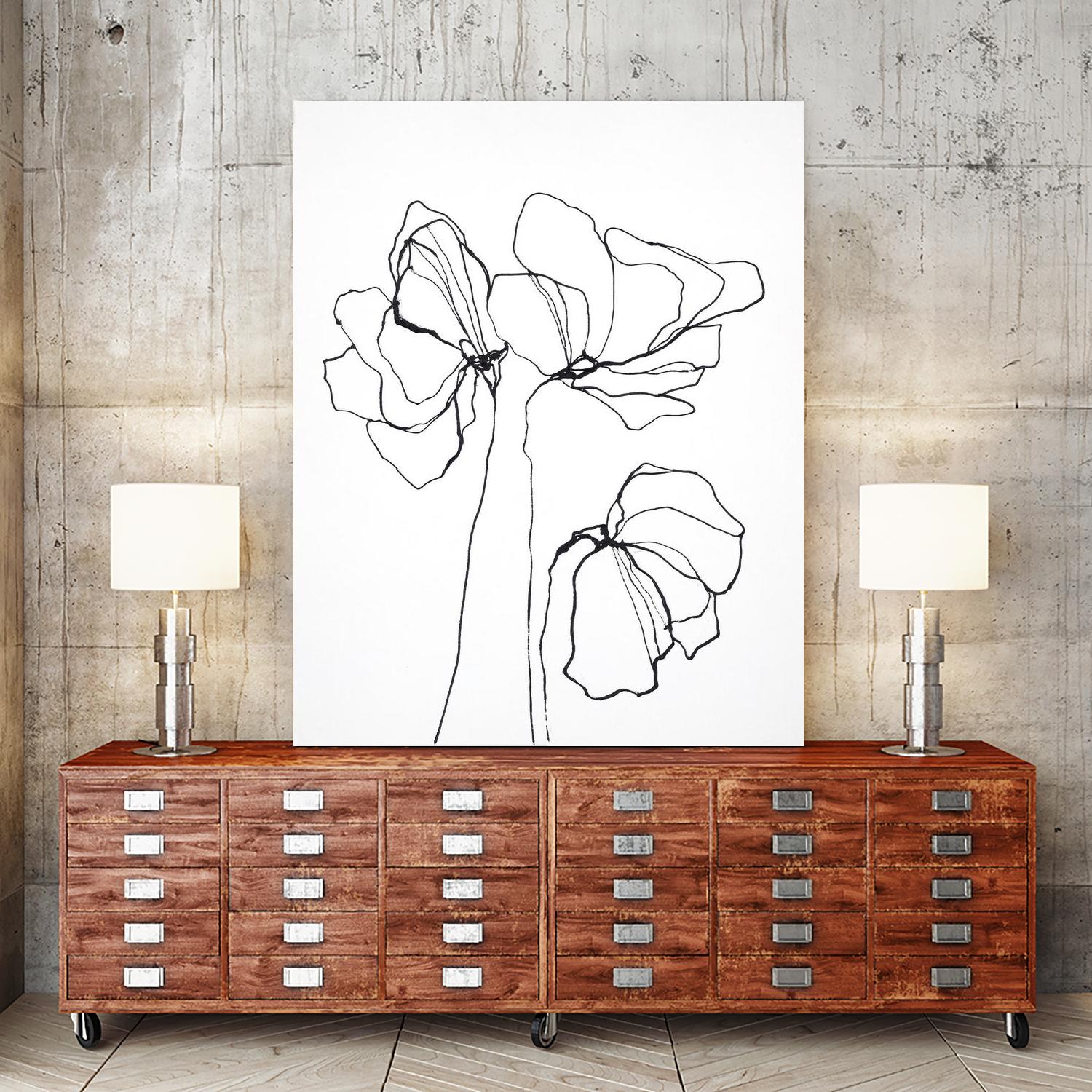 Fine Line 6 by Design Fabrikken on GIANT ART - black,white contemporary, floral/still life, flowers