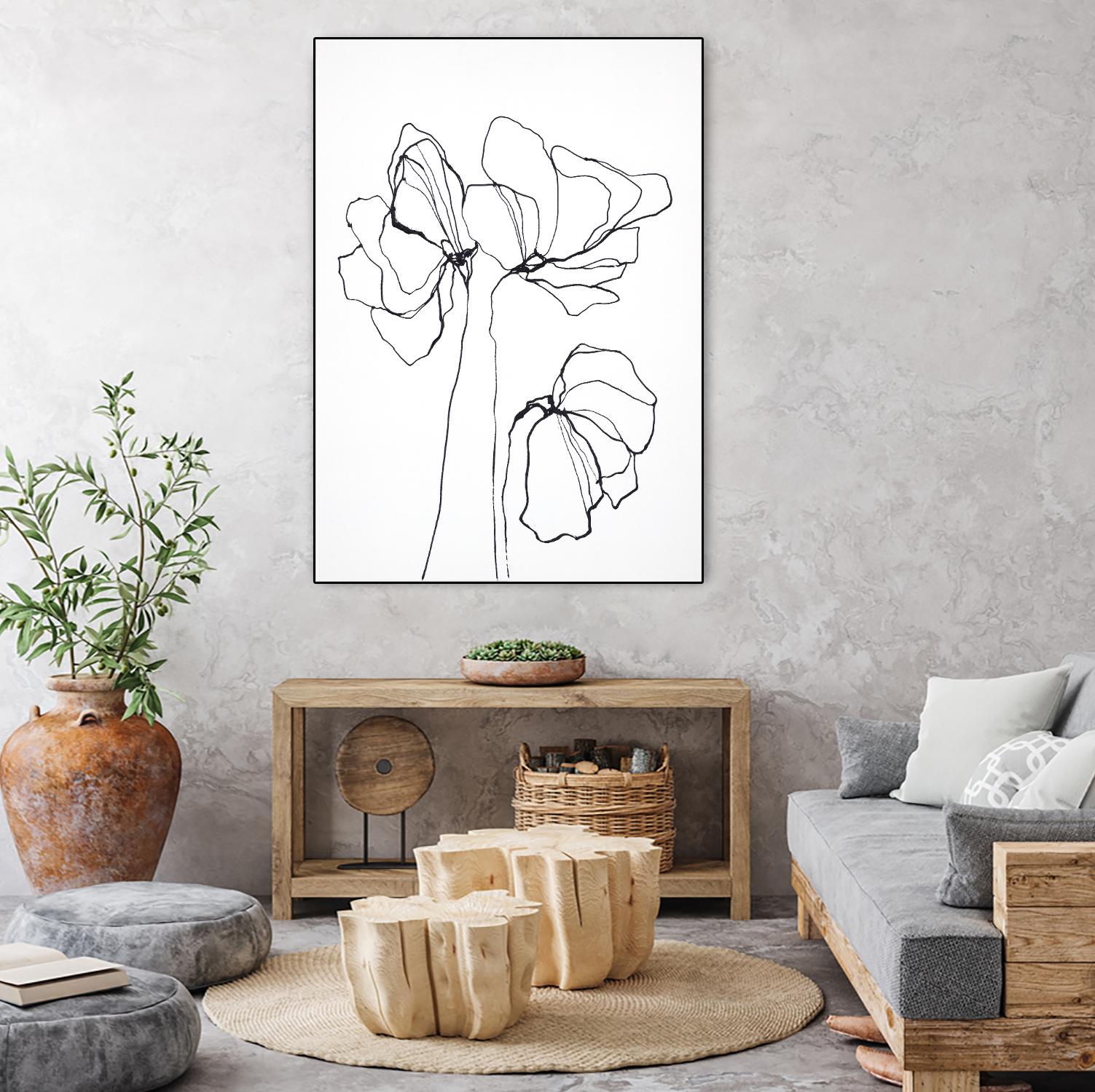 Fine Line 6 by Design Fabrikken on GIANT ART - black,white contemporary, floral/still life, flowers