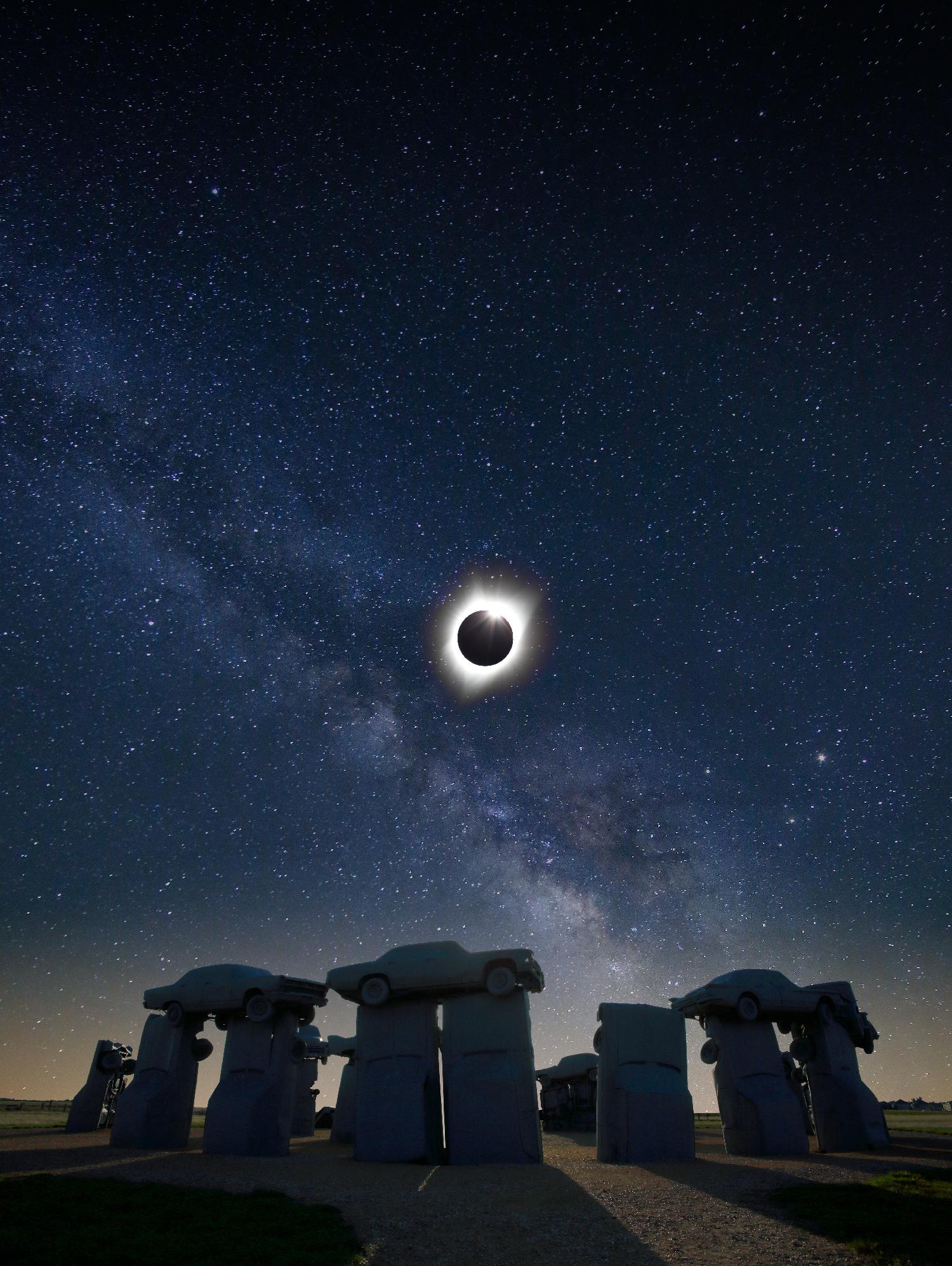 Eclipse at Carhenge by Dale O’Dell on GIANT ART - multicolor photography; landscapes