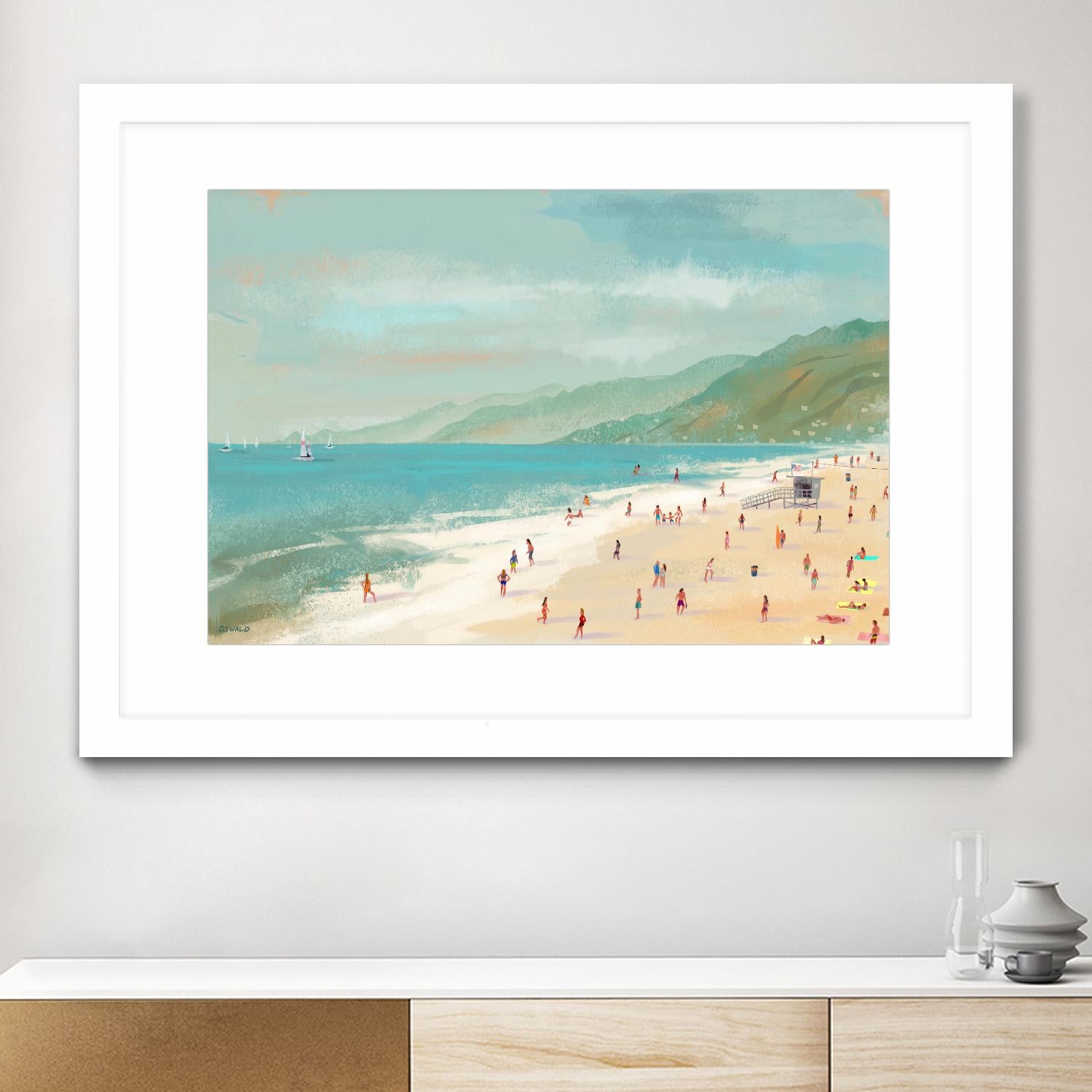 Santa Monica Beach by Pete Oswald on GIANT ART - multicolor coastal; landscapes