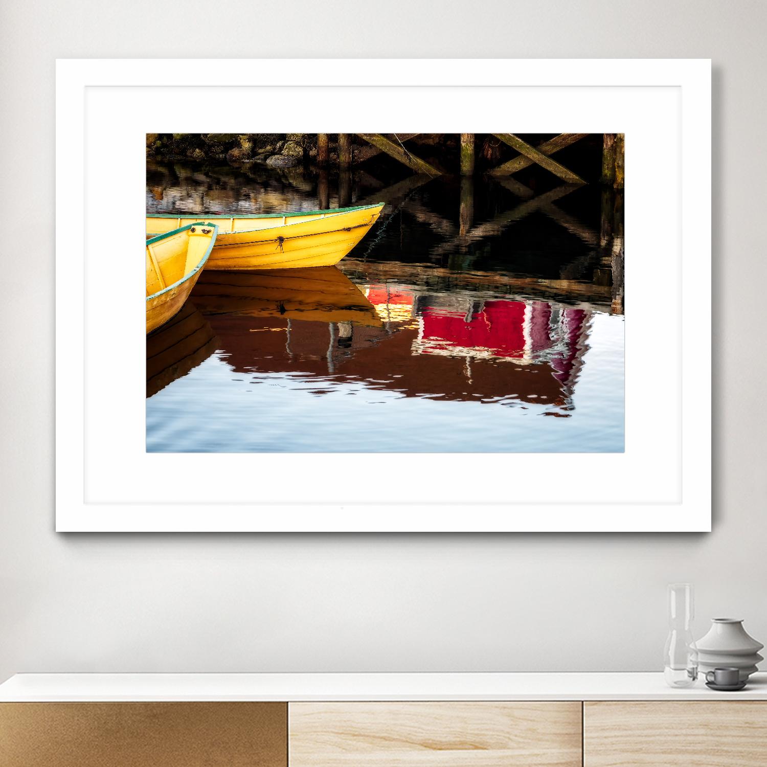 Dories and Reflection by David W. Pollard on GIANT ART - multicolor photography