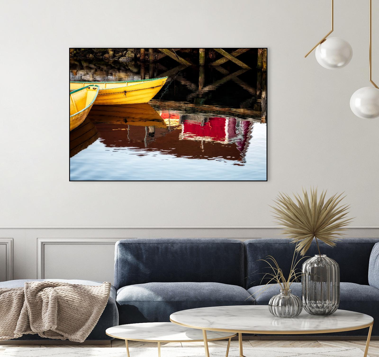 Dories and Reflection by David W. Pollard on GIANT ART - multicolor photography