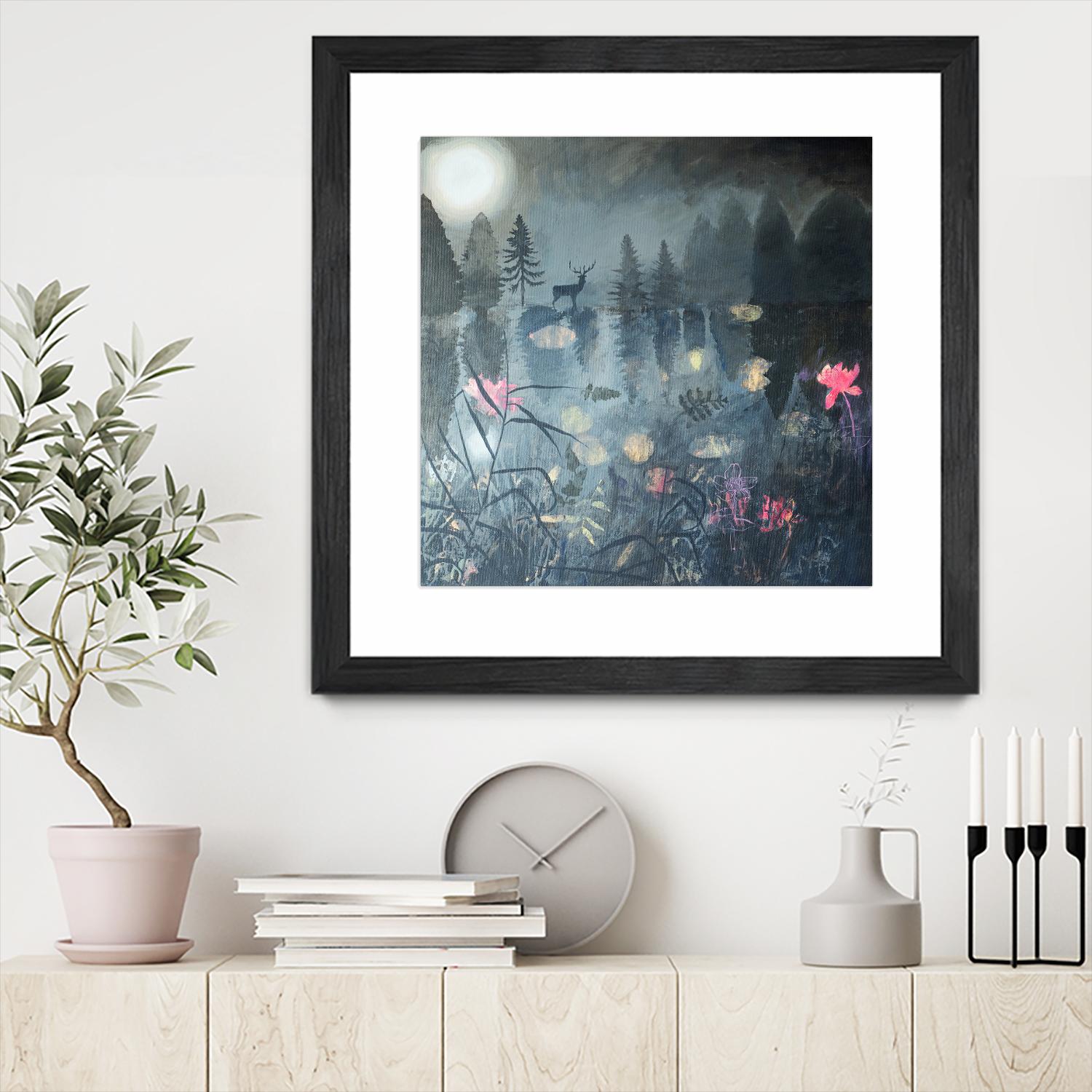 Moonlit Moment by Dawn Stacey on GIANT ART - multicolor contemporary; animals; landscapes