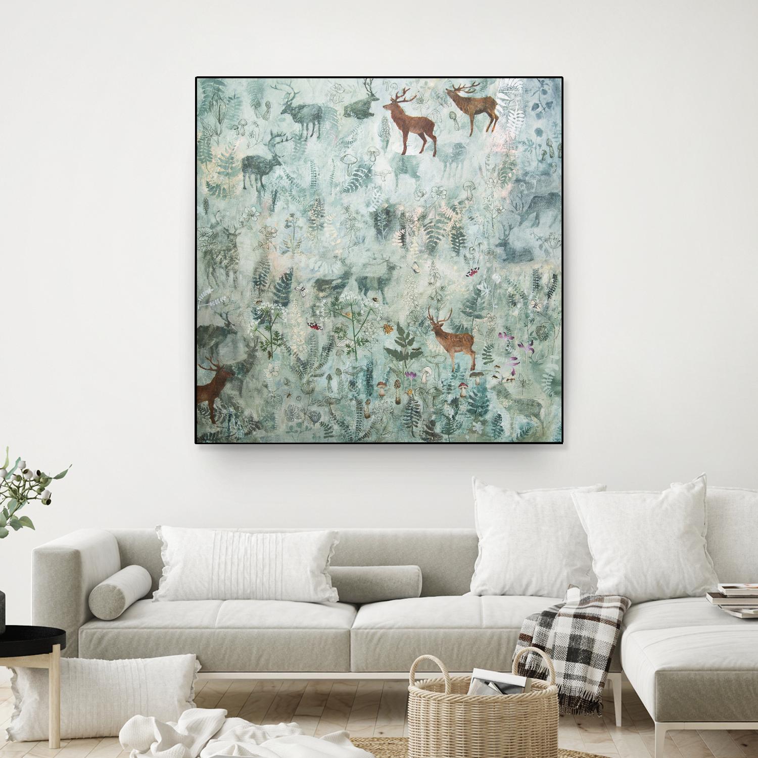 Stags in Mist by Dawn Stacey on GIANT ART - multicolor contemporary; animals