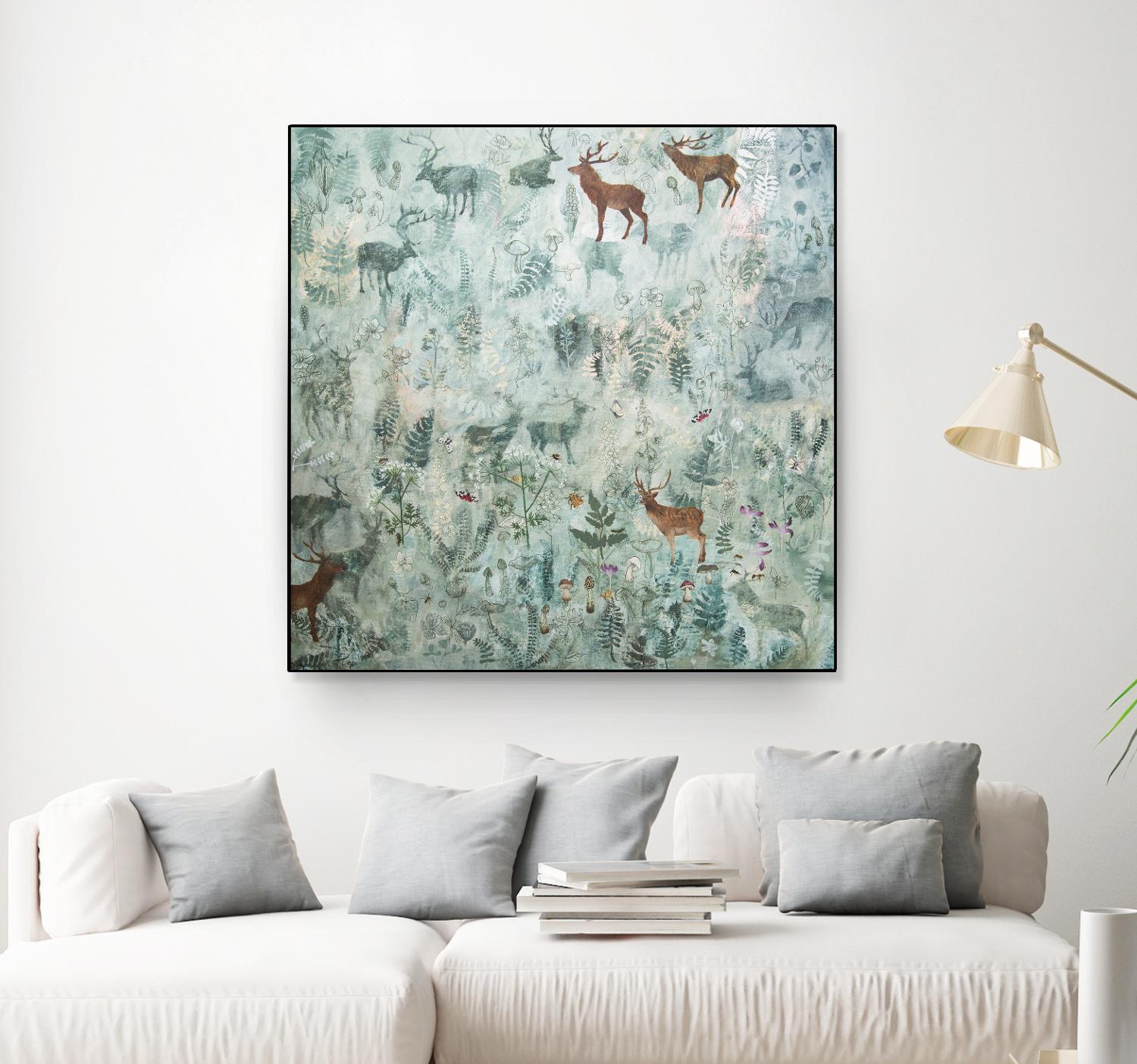 Stags in Mist by Dawn Stacey on GIANT ART - multicolor contemporary; animals