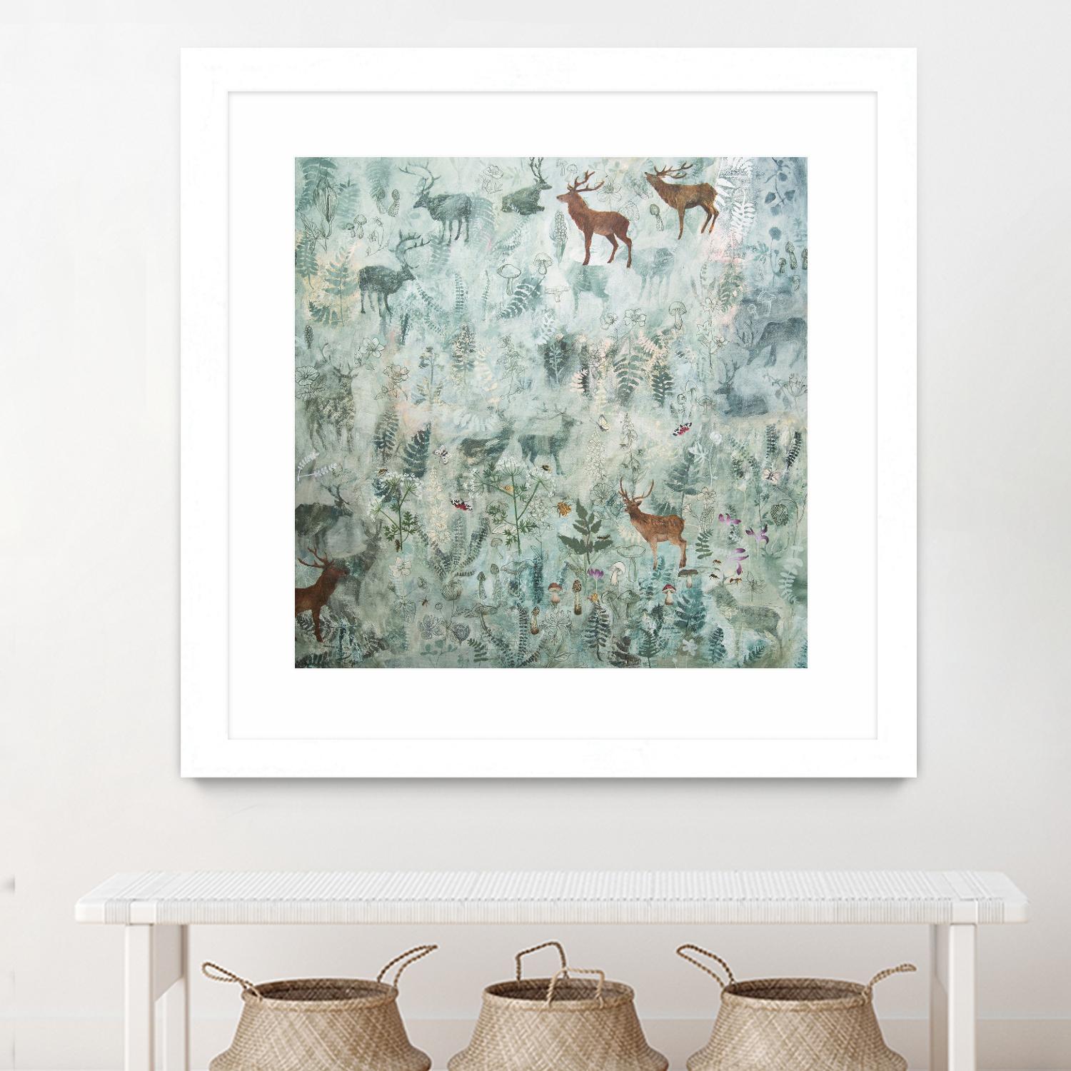 Stags in Mist by Dawn Stacey on GIANT ART - multicolor contemporary; animals