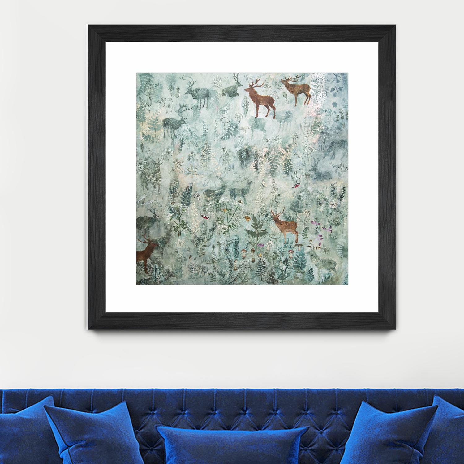Stags in Mist by Dawn Stacey on GIANT ART - multicolor contemporary; animals
