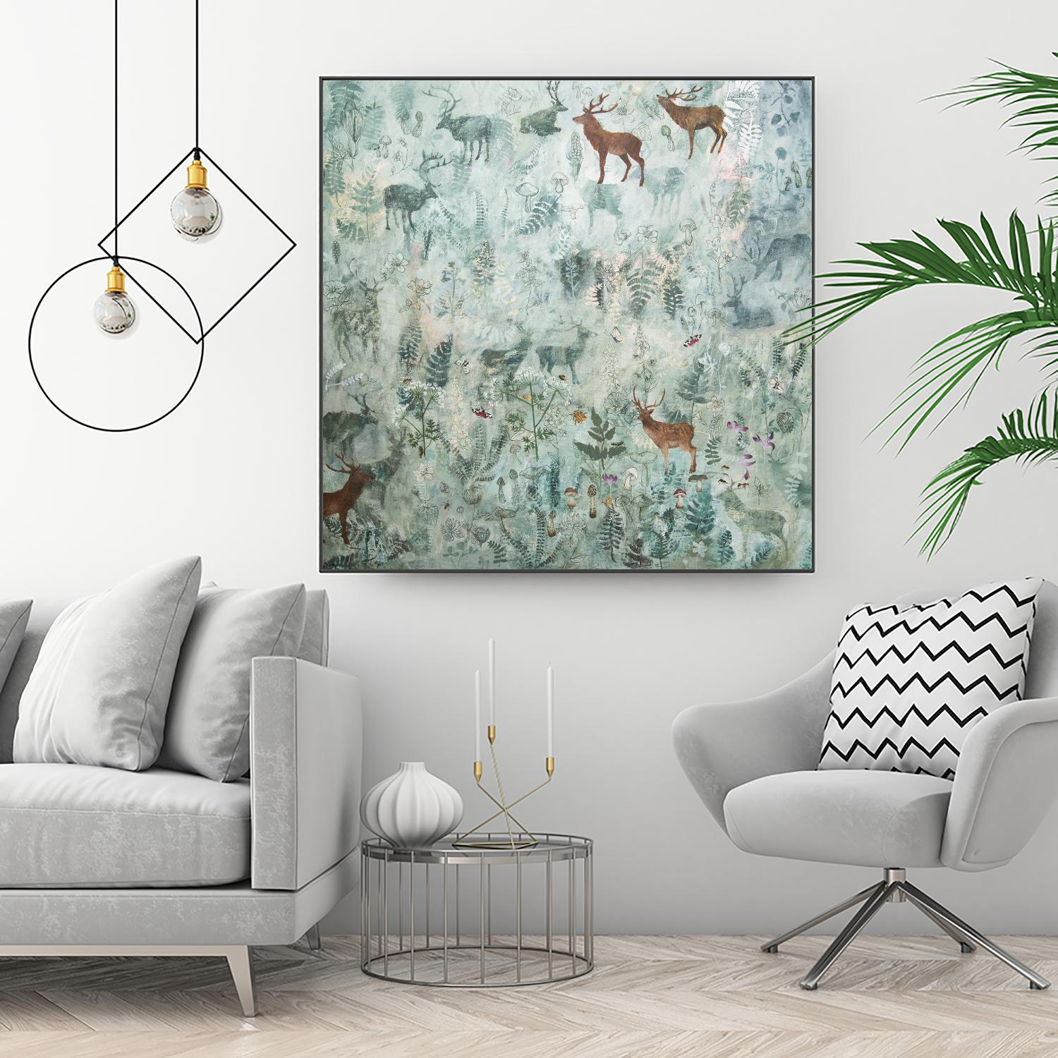 Stags in Mist by Dawn Stacey on GIANT ART - multicolor contemporary; animals