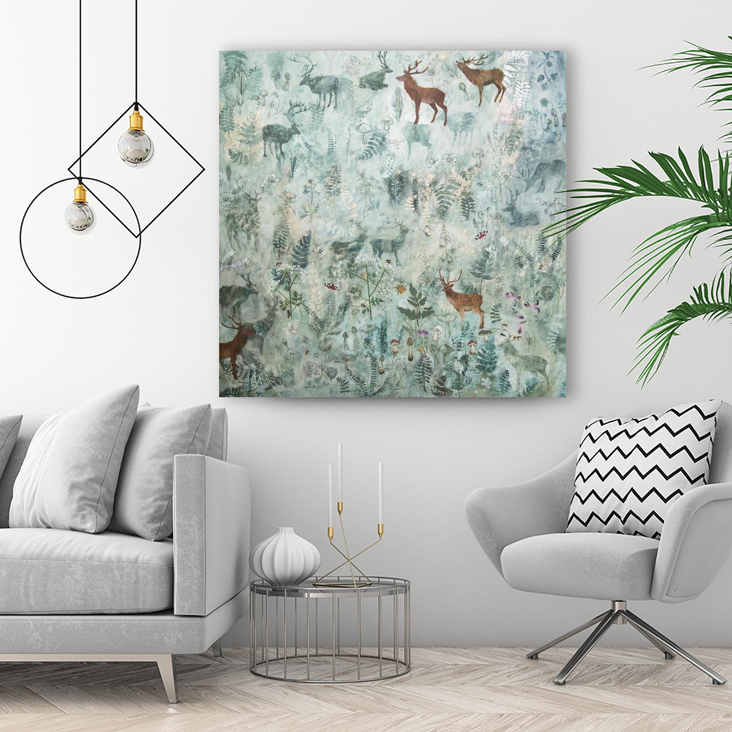 Stags in Mist by Dawn Stacey on GIANT ART - multicolor contemporary; animals