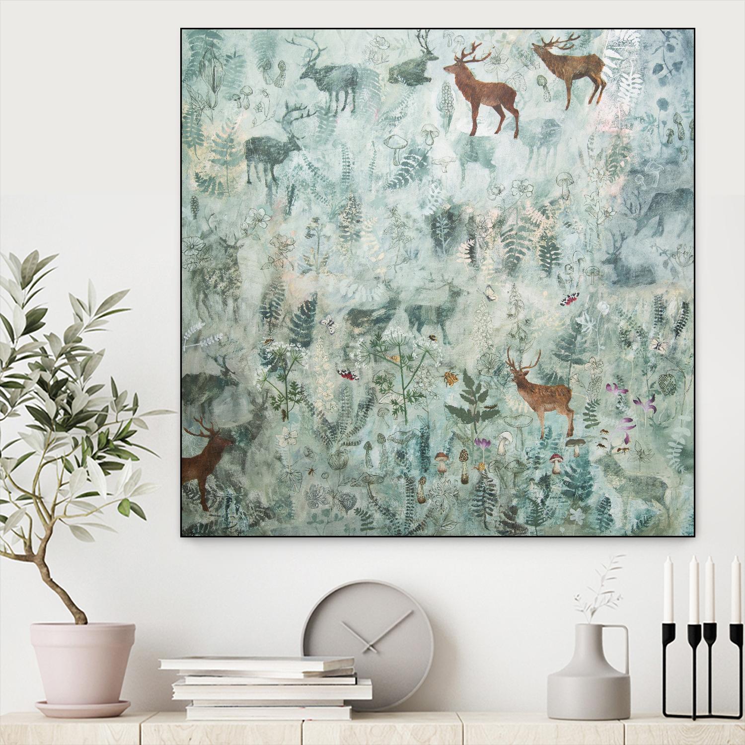 Stags in Mist by Dawn Stacey on GIANT ART - multicolor contemporary; animals