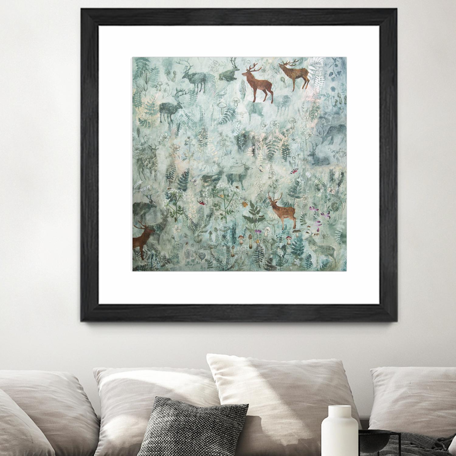 Stags in Mist by Dawn Stacey on GIANT ART - multicolor contemporary; animals