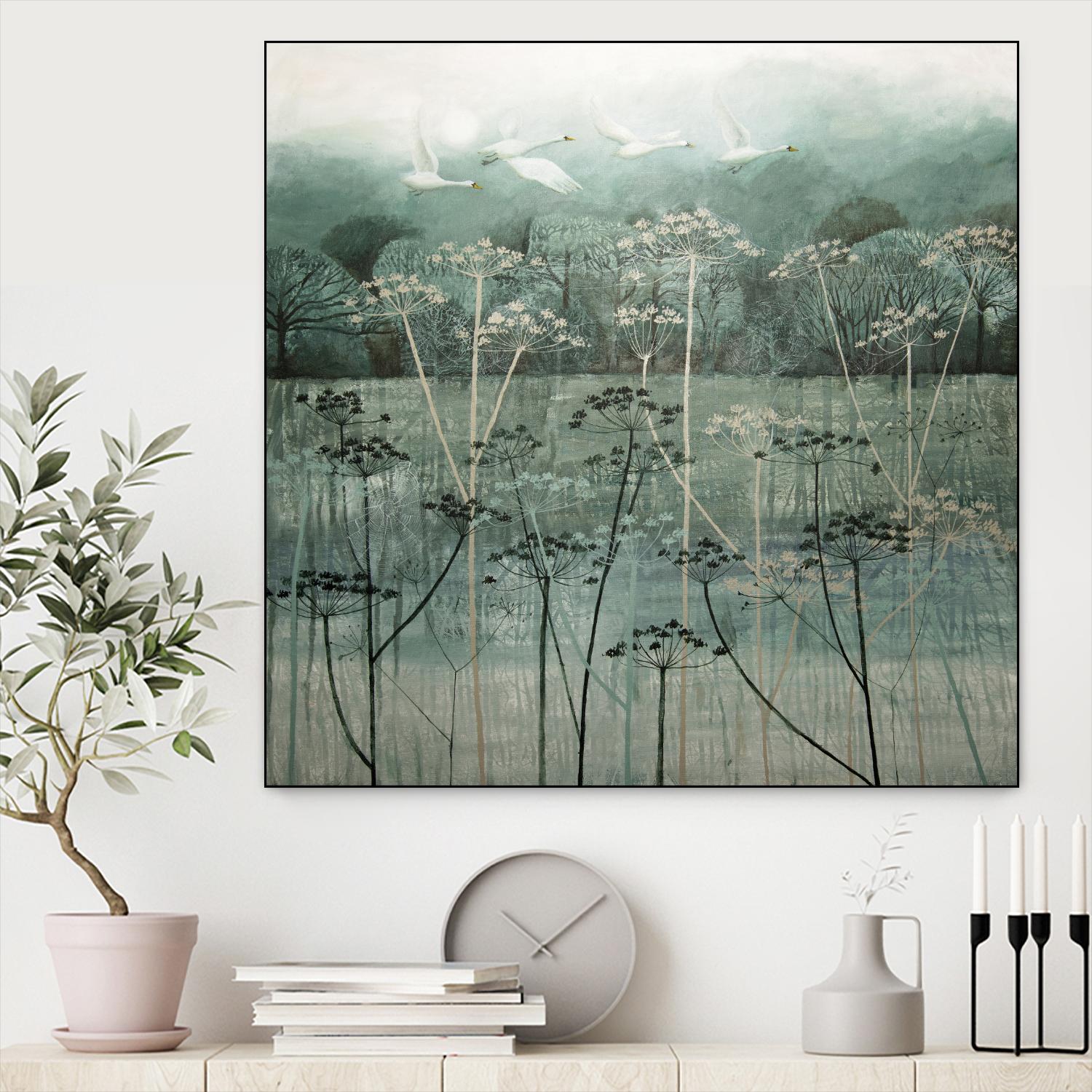 Swans Flying High by Dawn Stacey on GIANT ART - multicolor contemporary