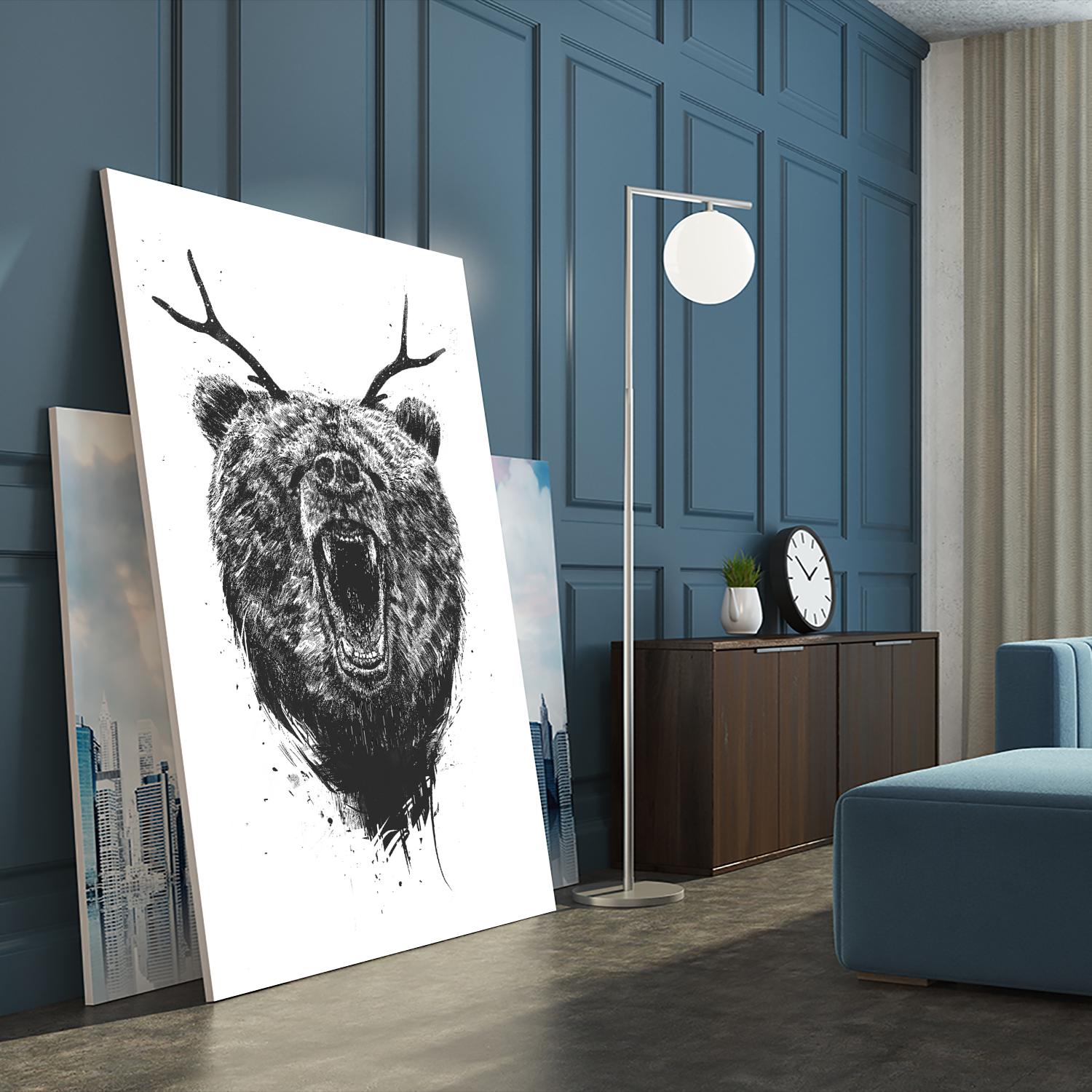 Angry Bear With Antlers by Balazs Solti on GIANT ART - multicolor urban/pop surrealism