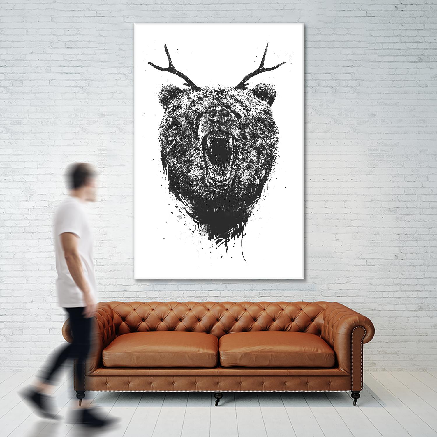 Angry Bear With Antlers by Balazs Solti on GIANT ART - multicolor urban/pop surrealism