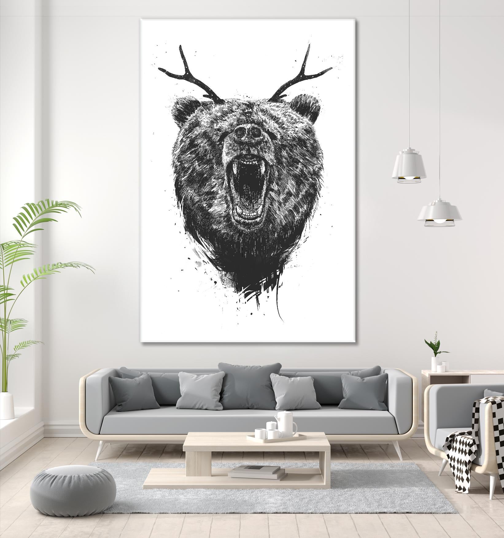 Angry Bear With Antlers by Balazs Solti on GIANT ART - multicolor urban/pop surrealism