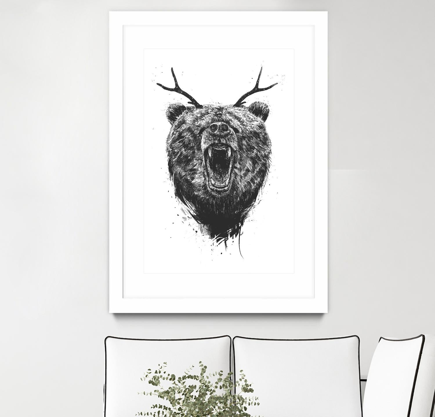Angry Bear With Antlers by Balazs Solti on GIANT ART - multicolor urban/pop surrealism