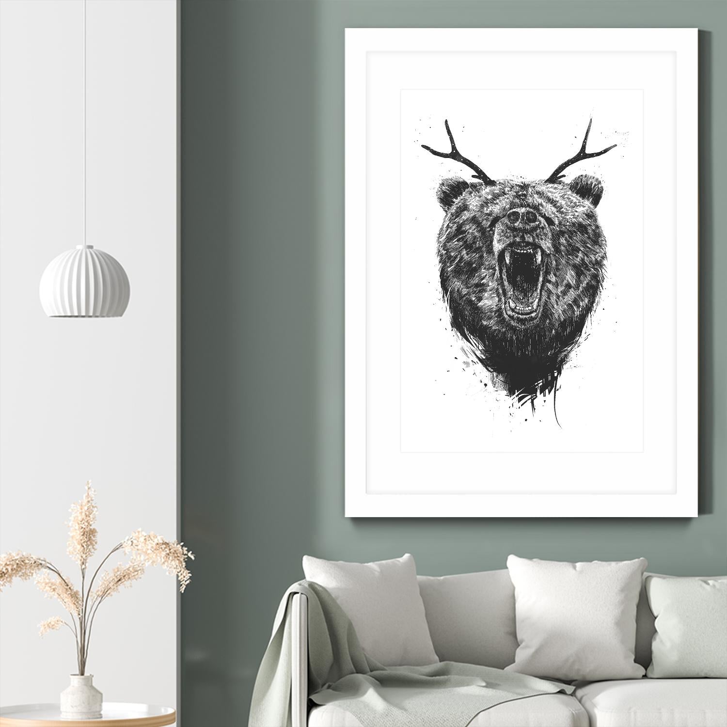 Angry Bear With Antlers by Balazs Solti on GIANT ART - multicolor urban/pop surrealism