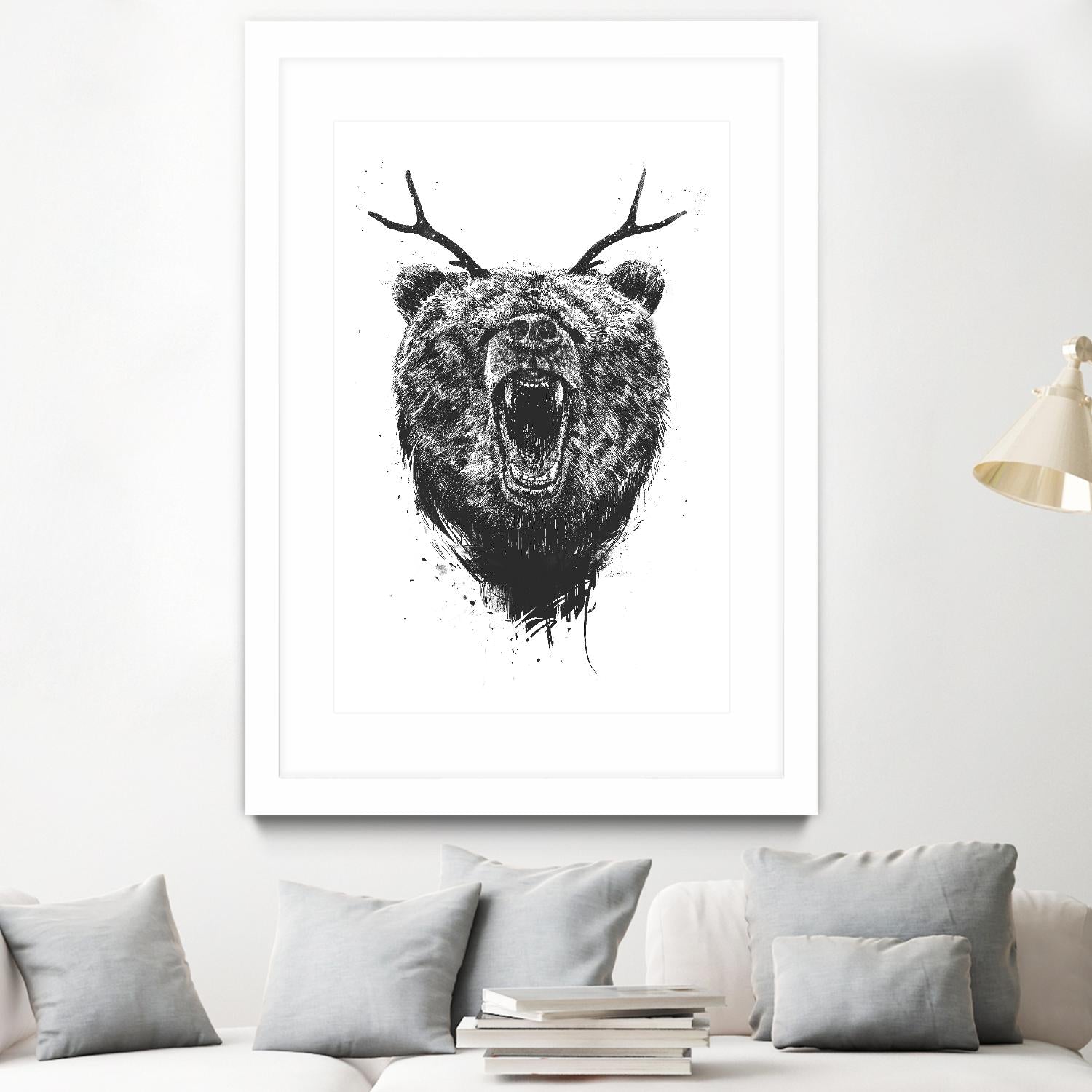 Angry Bear With Antlers by Balazs Solti on GIANT ART - multicolor urban/pop surrealism