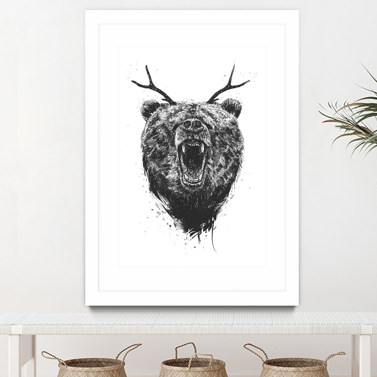 Angry Bear With Antlers by Balazs Solti on GIANT ART - multicolor urban/pop surrealism