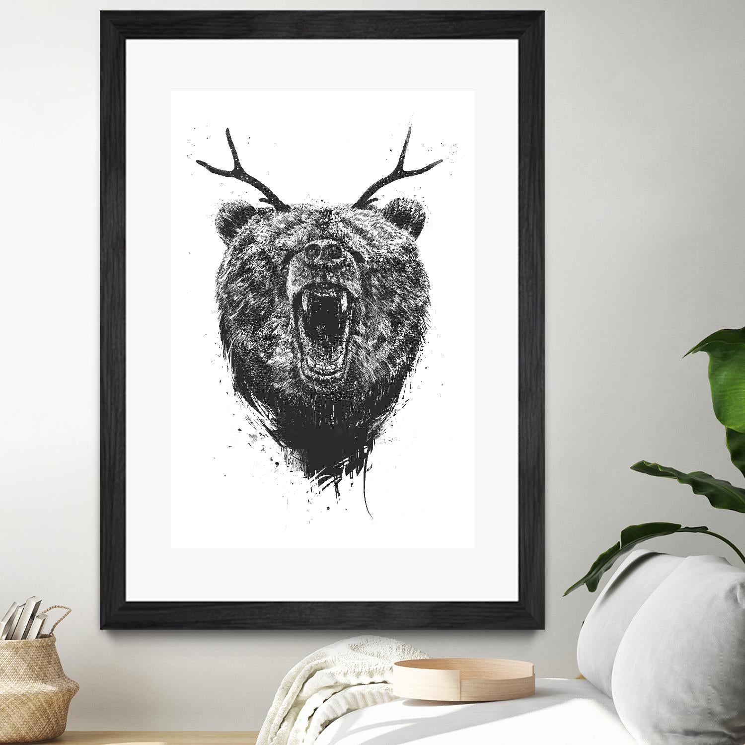 Angry Bear With Antlers by Balazs Solti on GIANT ART - multicolor urban/pop surrealism