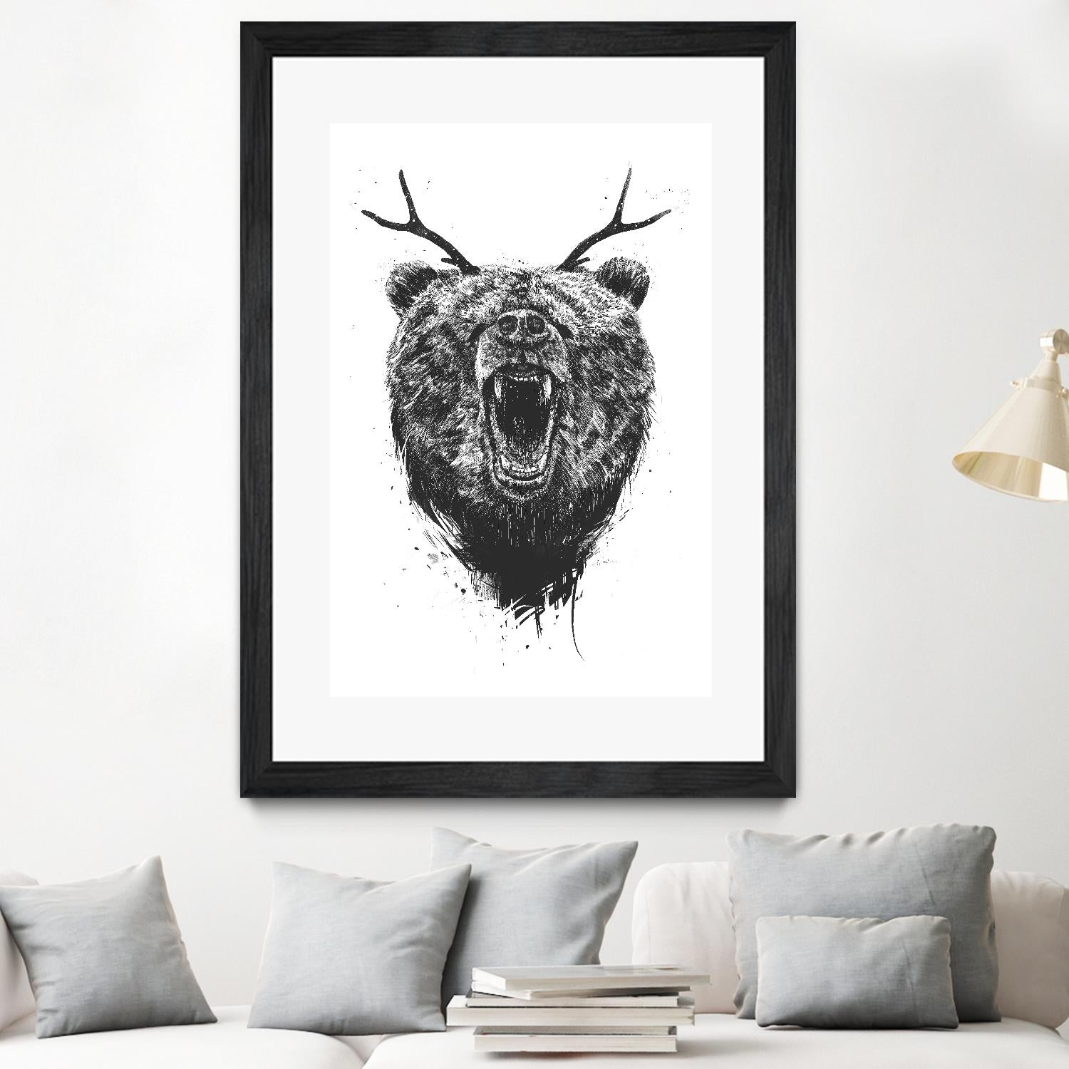 Angry Bear With Antlers by Balazs Solti on GIANT ART - multicolor urban/pop surrealism