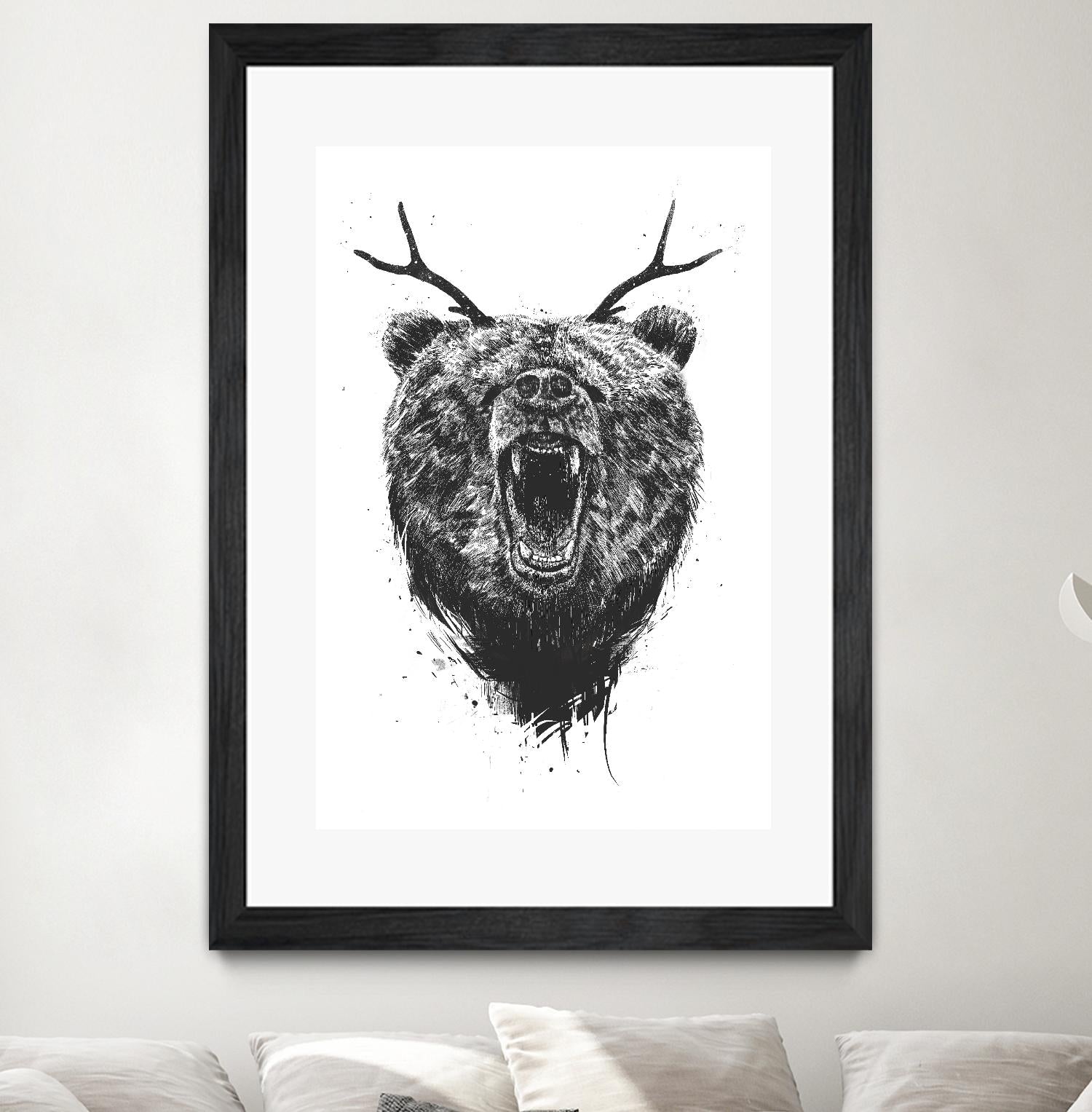 Angry Bear With Antlers by Balazs Solti on GIANT ART - multicolor urban/pop surrealism