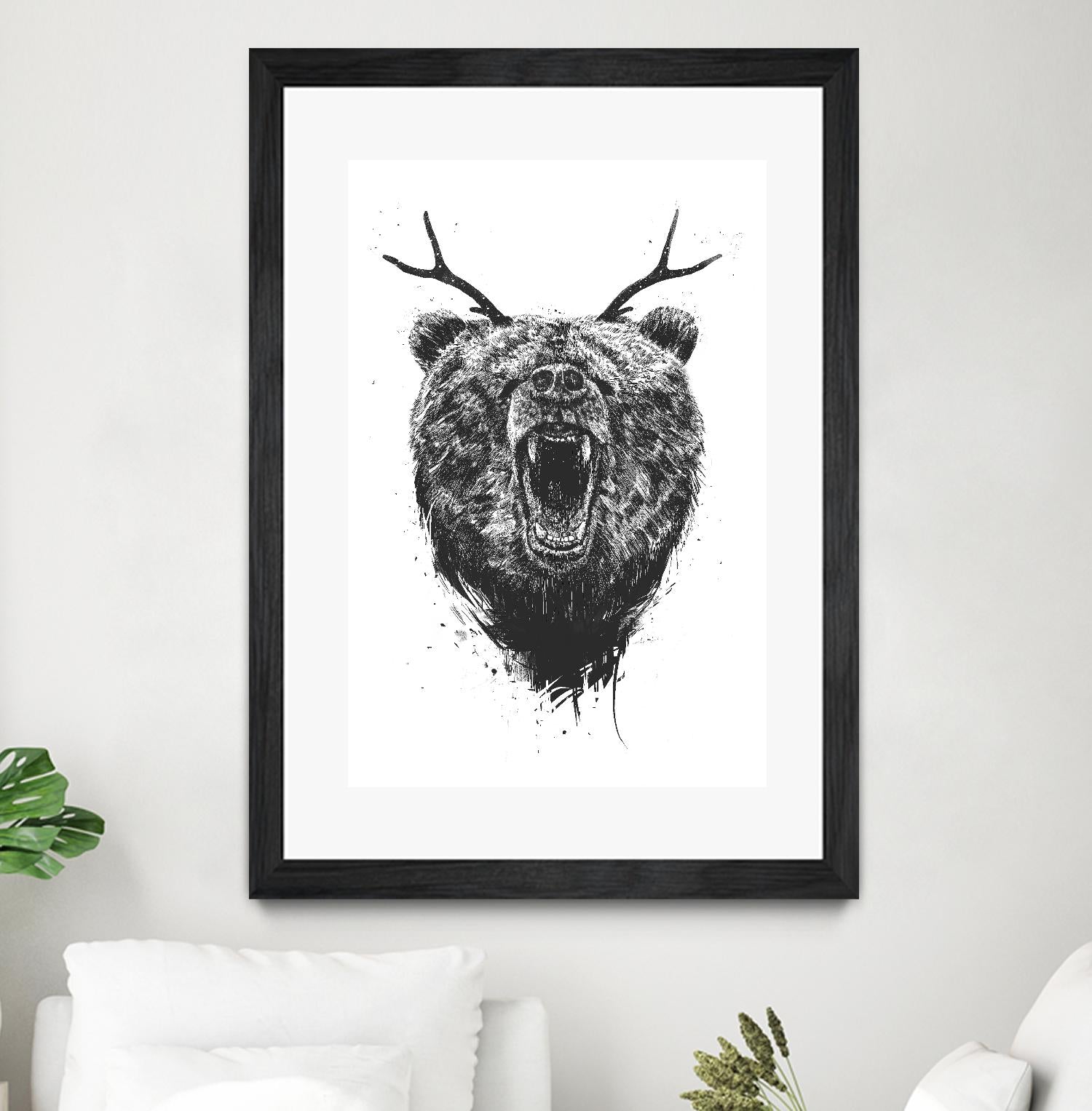 Angry Bear With Antlers by Balazs Solti on GIANT ART - multicolor urban/pop surrealism
