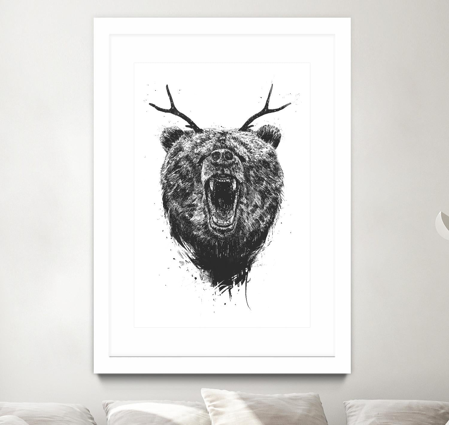 Angry Bear With Antlers by Balazs Solti on GIANT ART - multicolor urban/pop surrealism