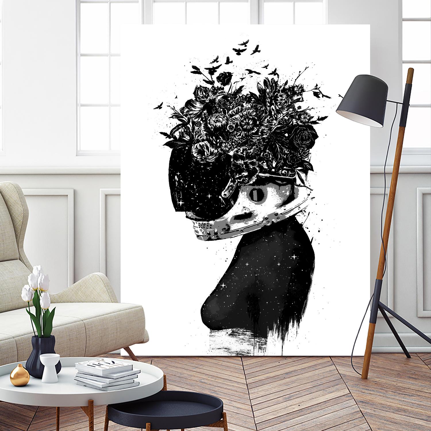 Hybrid Girl by Balazs Solti on GIANT ART - black,white contemporary, figurative, urban/pop surrealism, flowers, silhouettes