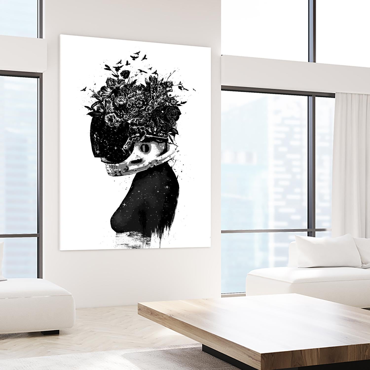 Hybrid Girl by Balazs Solti on GIANT ART - black,white contemporary, figurative, urban/pop surrealism, flowers, silhouettes