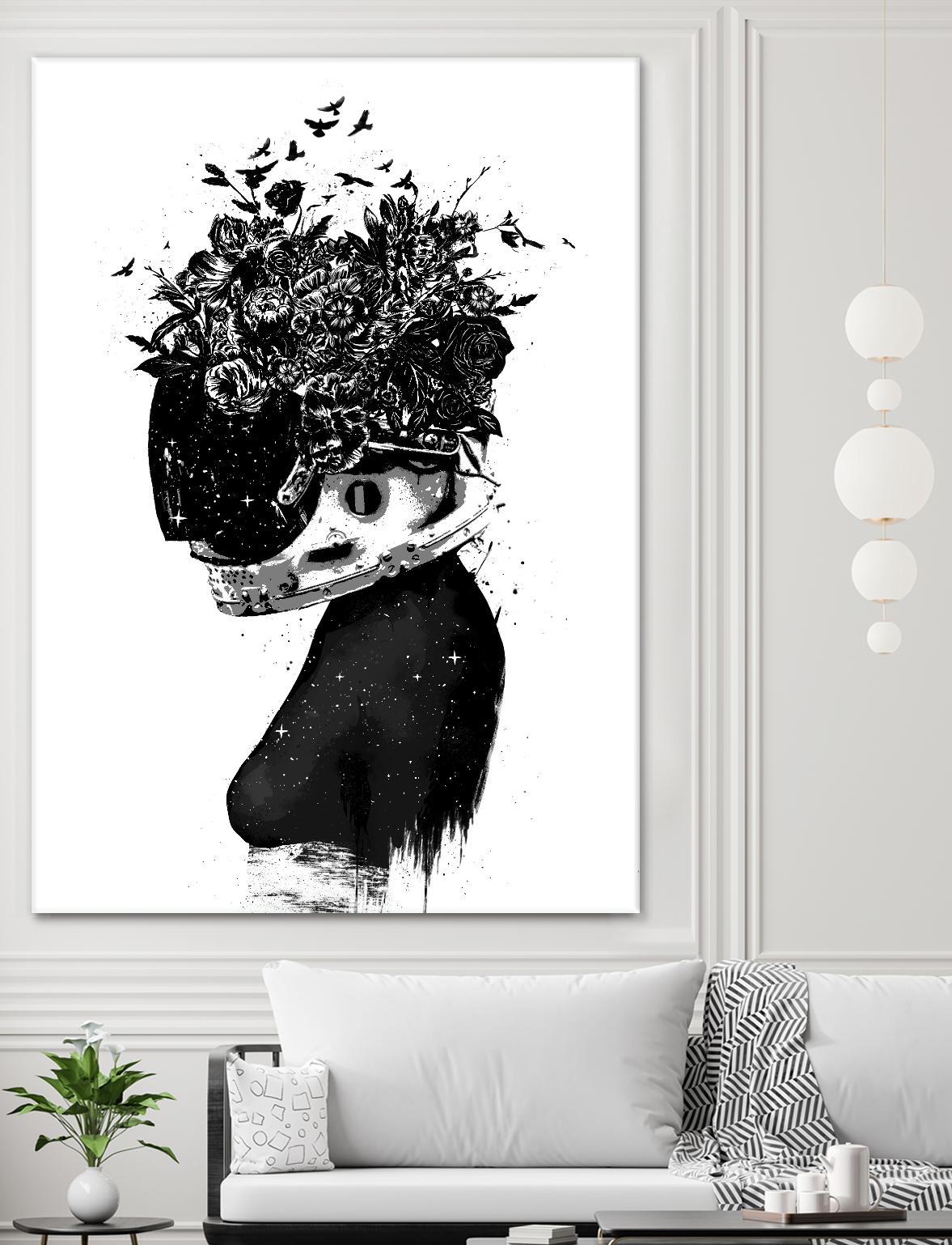 Hybrid Girl by Balazs Solti on GIANT ART - black,white contemporary, figurative, urban/pop surrealism, flowers, silhouettes
