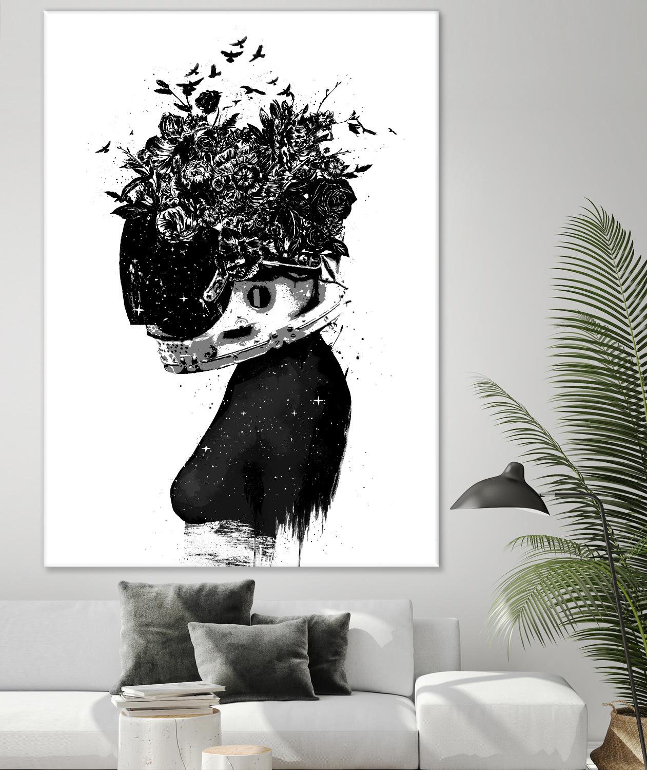 Hybrid Girl by Balazs Solti on GIANT ART - black,white contemporary, figurative, urban/pop surrealism, flowers, silhouettes