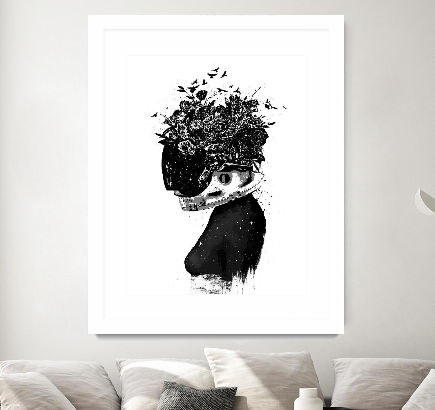 Hybrid Girl by Balazs Solti on GIANT ART - black,white contemporary, figurative, urban/pop surrealism, flowers, silhouettes