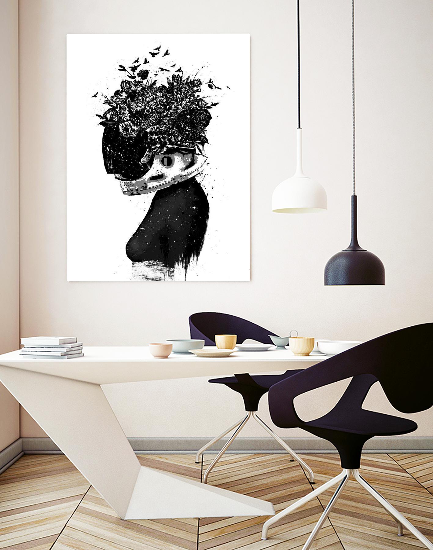 Hybrid Girl by Balazs Solti on GIANT ART - black,white contemporary, figurative, urban/pop surrealism, flowers, silhouettes