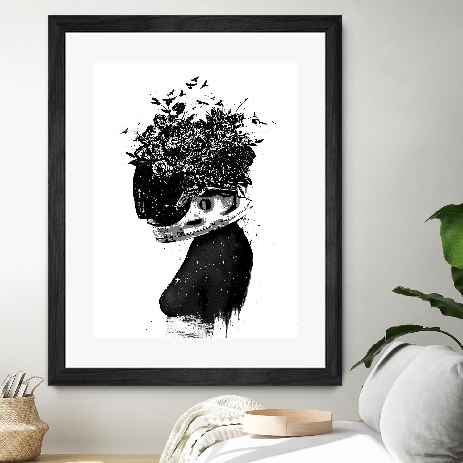 Hybrid Girl by Balazs Solti on GIANT ART - black,white contemporary, figurative, urban/pop surrealism, flowers, silhouettes