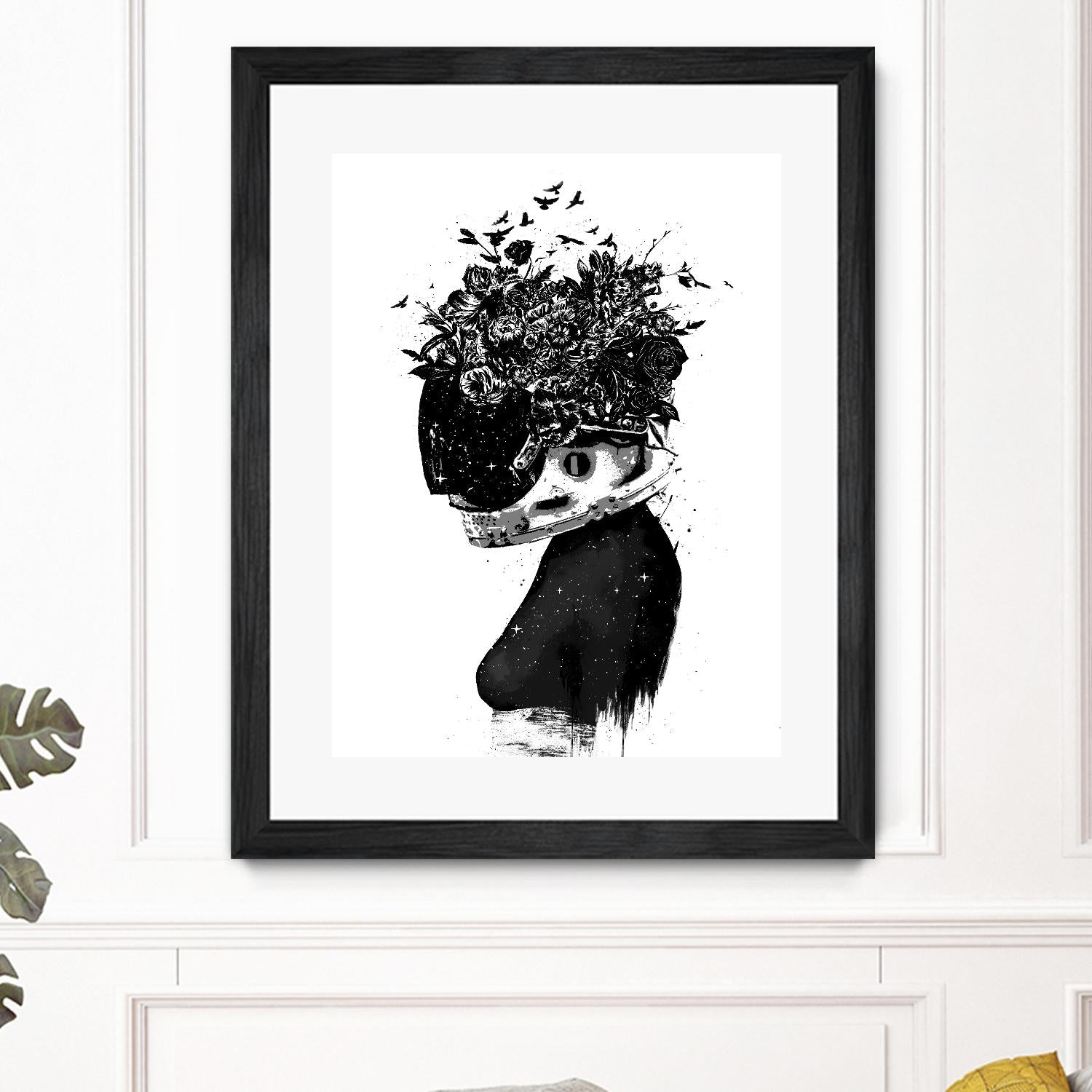Hybrid Girl by Balazs Solti on GIANT ART - black,white contemporary, figurative, urban/pop surrealism, flowers, silhouettes