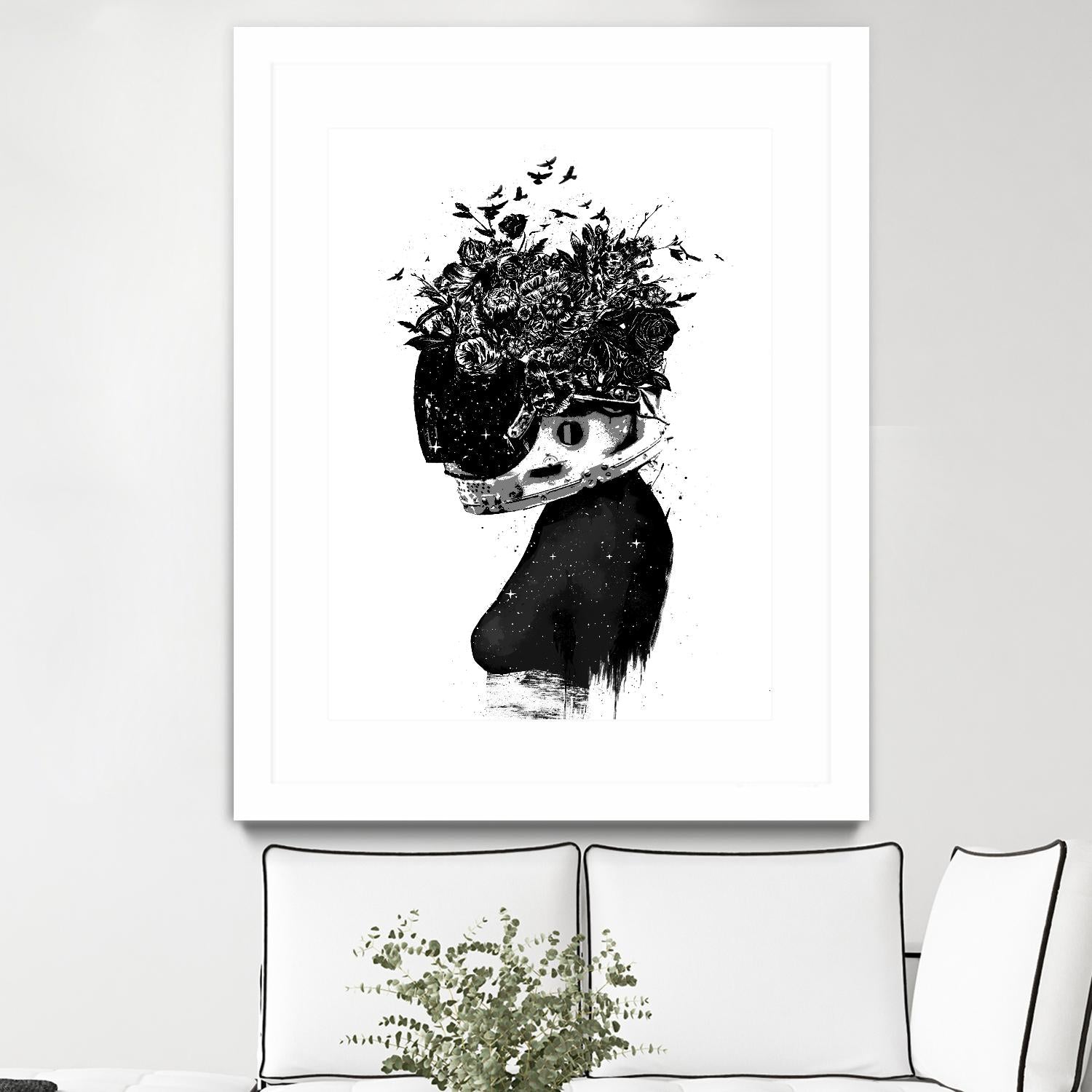 Hybrid Girl by Balazs Solti on GIANT ART - black,white contemporary, figurative, urban/pop surrealism, flowers, silhouettes