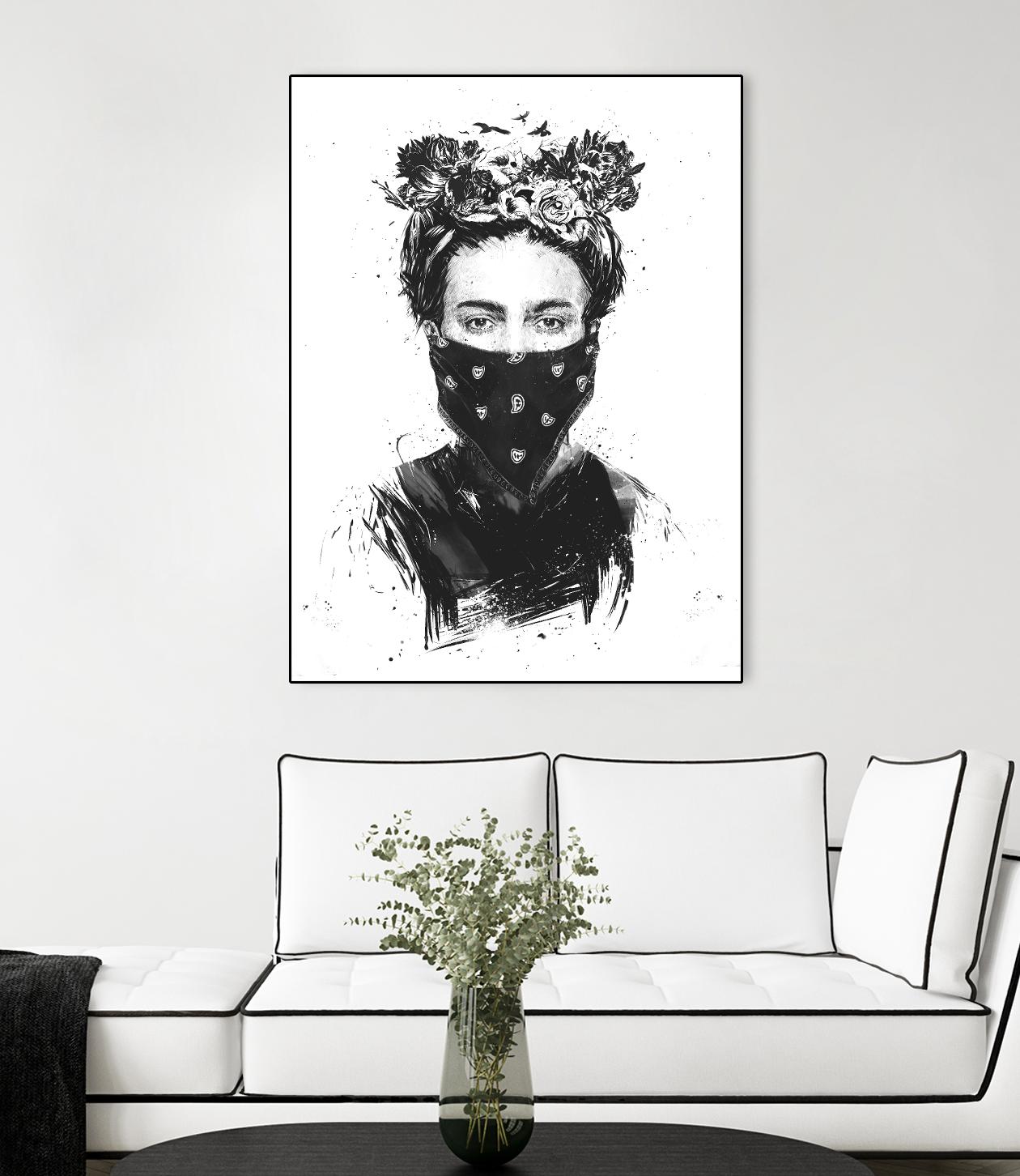 Rebel Girl by Balazs Solti on GIANT ART - black,white contemporary, figurative, urban/pop surrealism, flowers, illustration