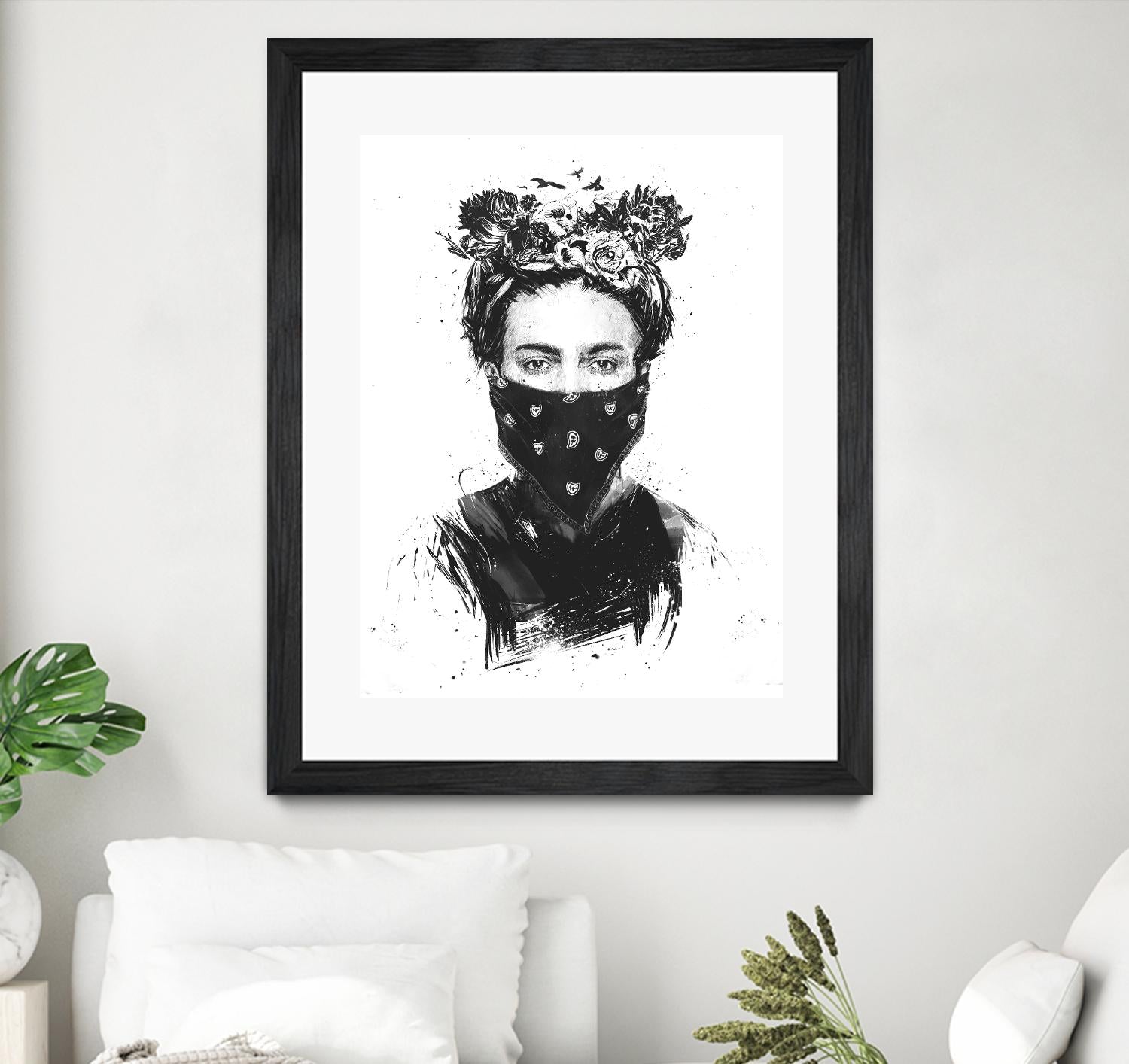 Rebel Girl by Balazs Solti on GIANT ART - black,white contemporary, figurative, urban/pop surrealism, flowers, illustration