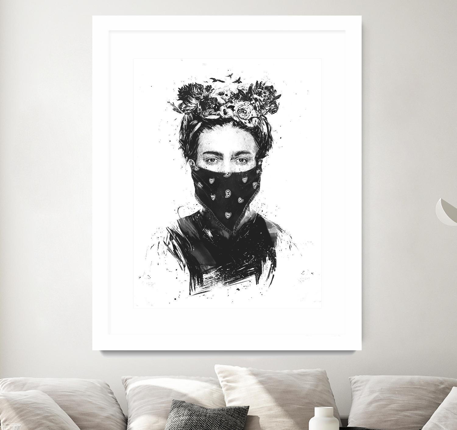 Rebel Girl by Balazs Solti on GIANT ART - black,white contemporary, figurative, urban/pop surrealism, flowers, illustration
