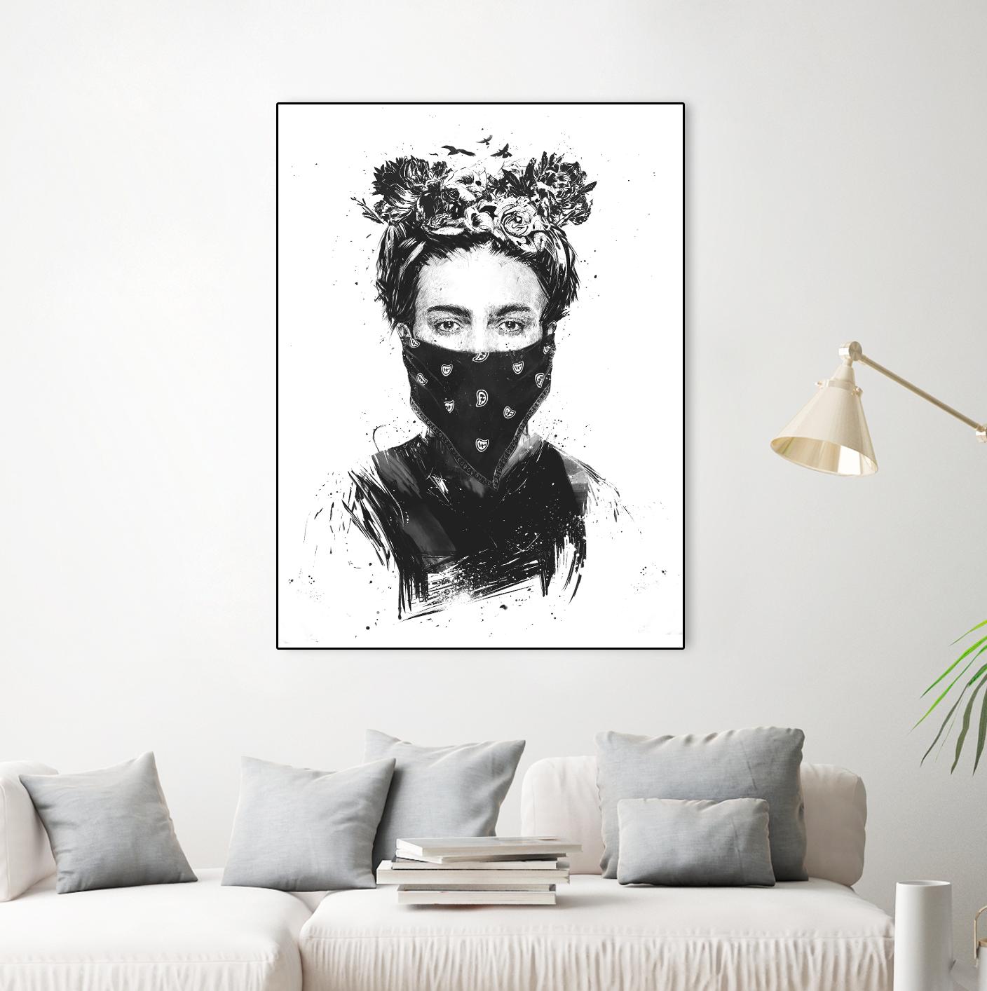 Rebel Girl by Balazs Solti on GIANT ART - black,white contemporary, figurative, urban/pop surrealism, flowers, illustration