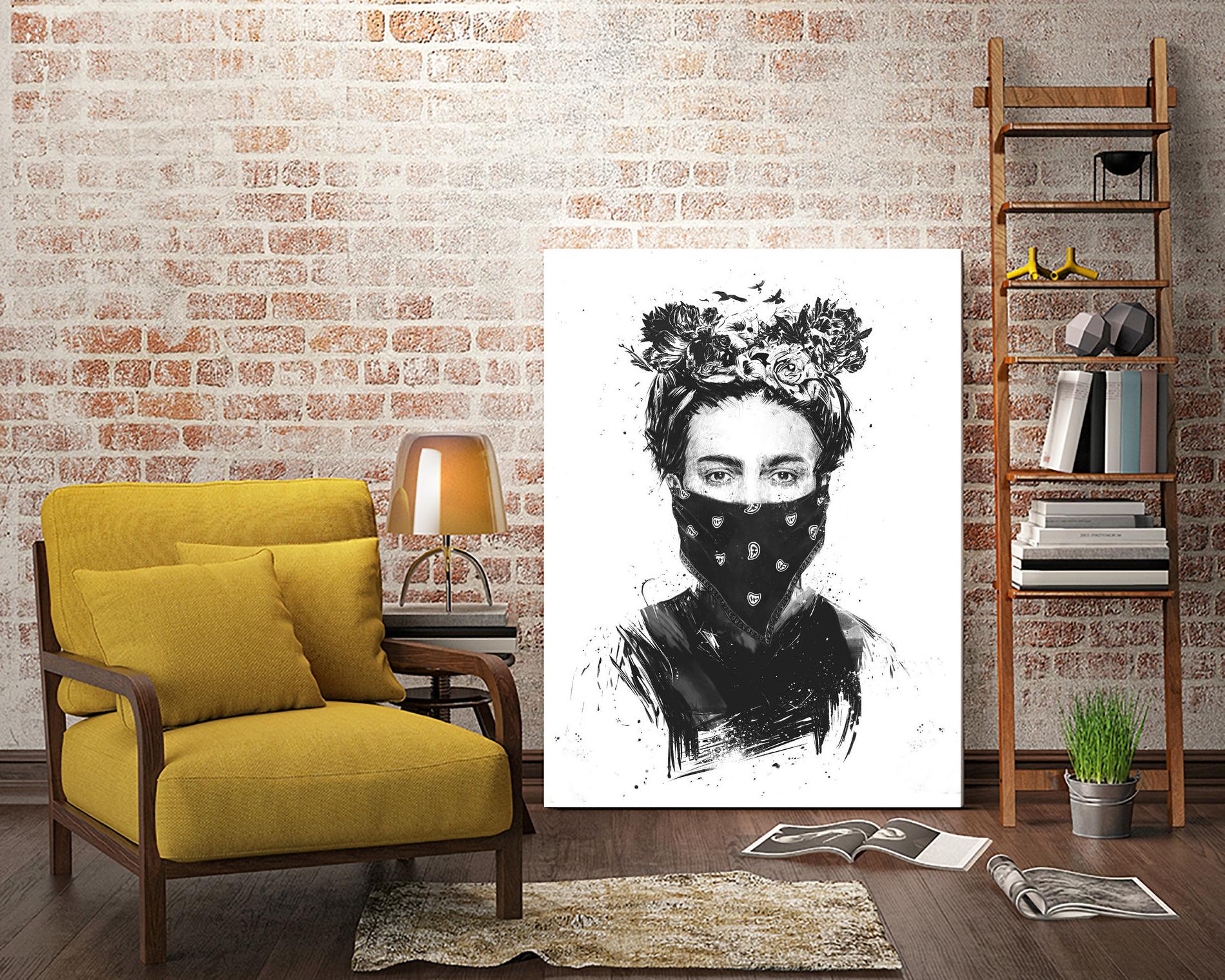 Rebel Girl by Balazs Solti on GIANT ART - black,white contemporary, figurative, urban/pop surrealism, flowers, illustration